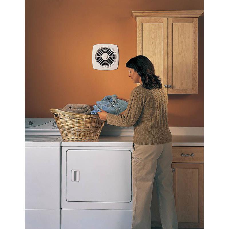 Broan 509 White Square 180 CFM Bathroom Exhaust Fan - Powerful Wall Mounted Ventilation for Bathroom, Shower & Home Moisture Control