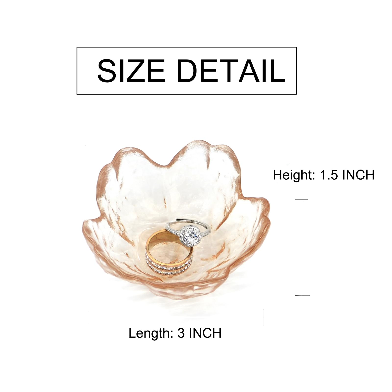 Crystal Amber Flower Ring Dish - Jewelry Tray for Vanity & Decor