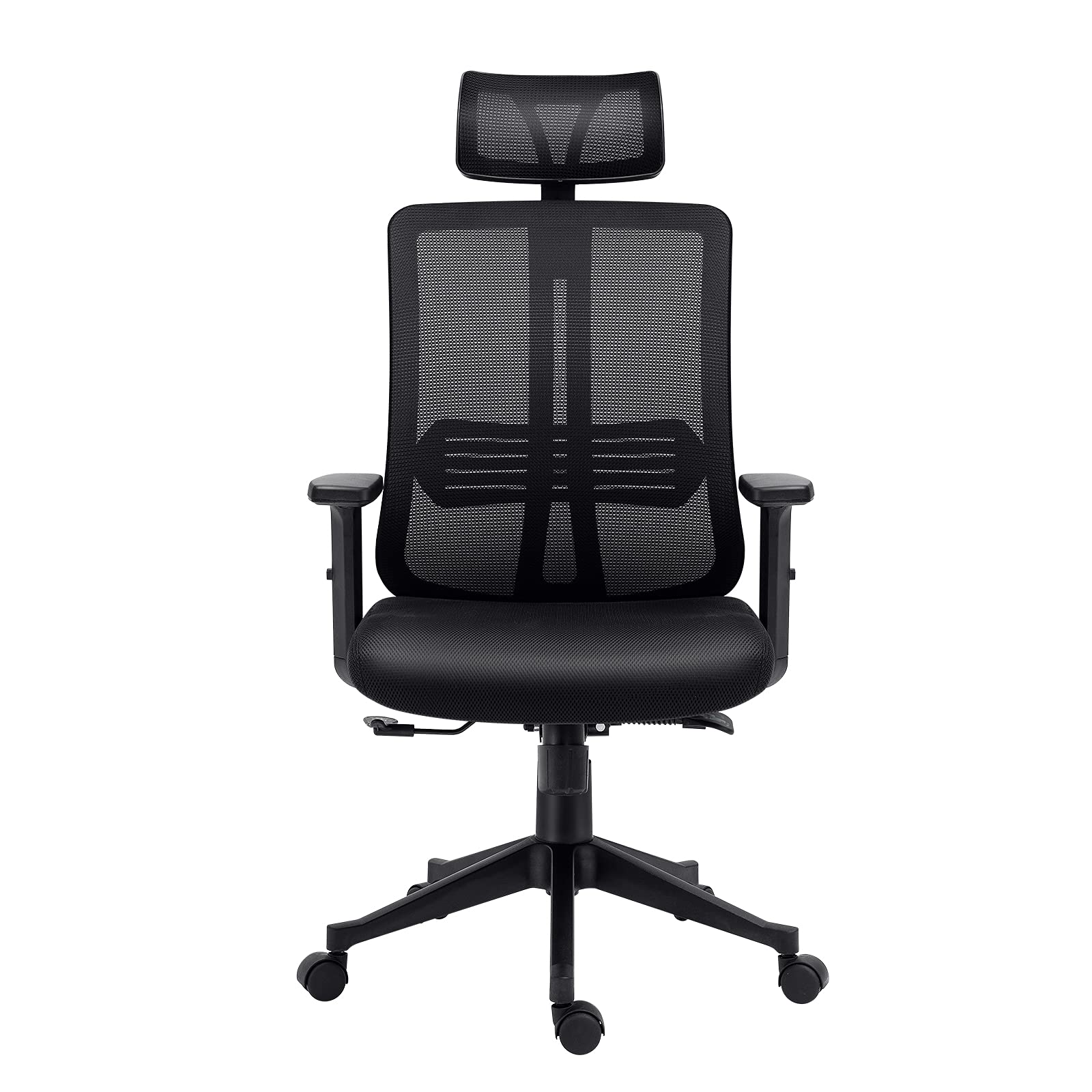 HOMHUM Ergonomic Office Chair - High Back Mesh Computer Desk Chair with Adjustable Headrest, Lumbar Support & Wheels - Black - Perfect for Home Office, Gaming & Workspace Comfort