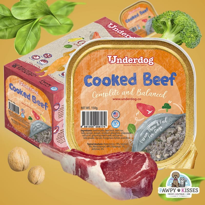 Premium Underdog Cooked Beef Fresh Frozen Dog Food - 1.2kg High Protein Meal for Small & Medium Dogs - Perfect for Daily Feeding & Training Rewards
