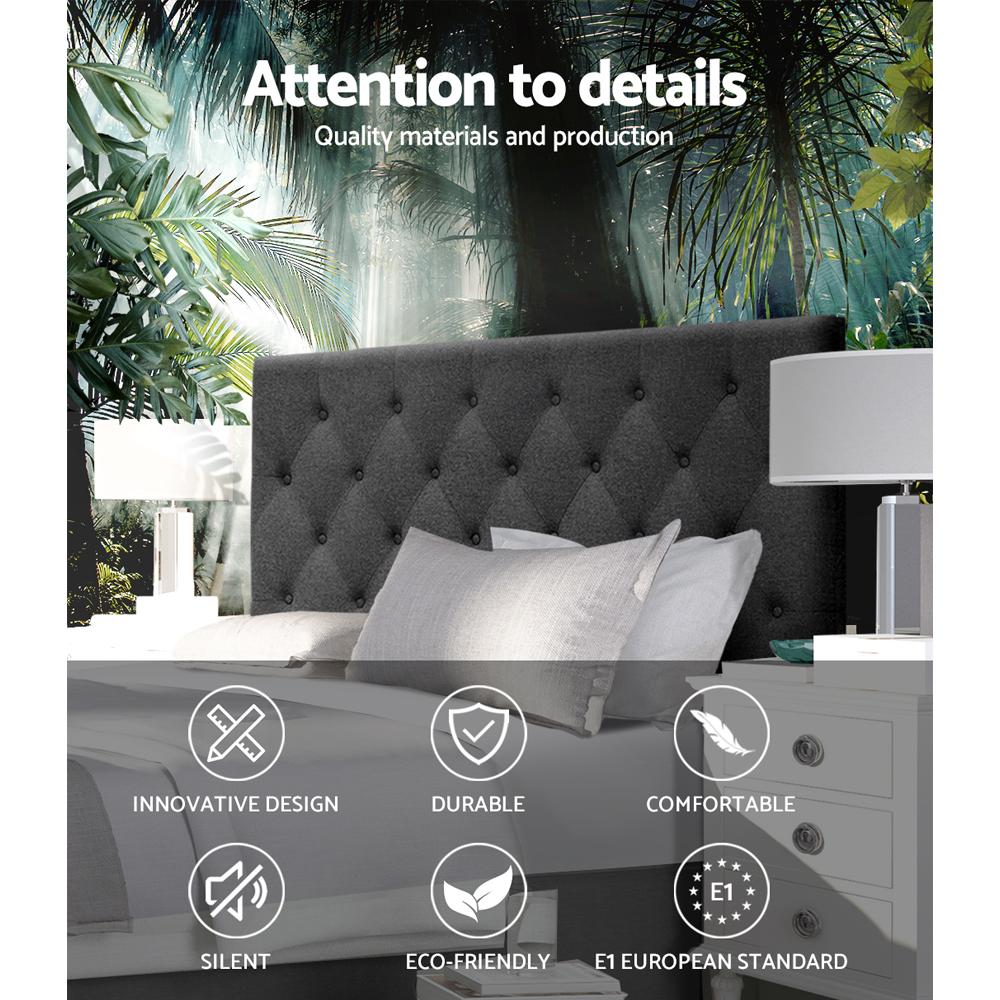 Double Size Cappi Bed Headboard - Charcoal Upholstered Fabric Headboard for Bedroom, Living Room & Guest Room