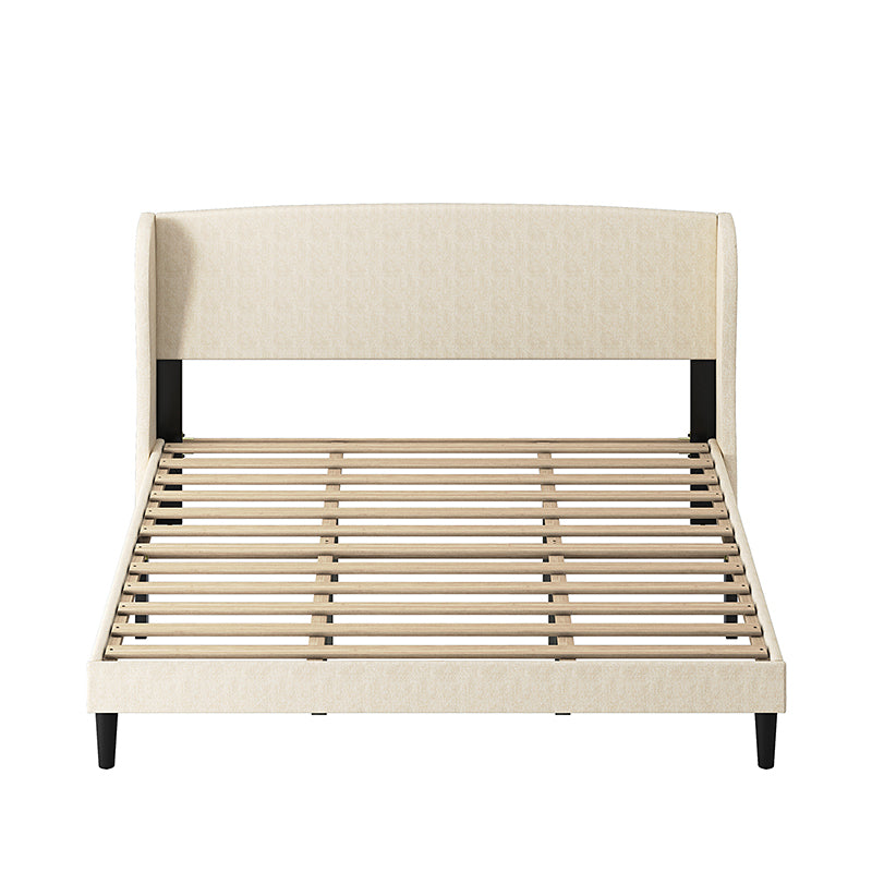 Baotist Upholstered Wingback Platform Bed Frame - Queen Size Modern Bedroom Furniture for Master Bedroom, Guest Room & Apartment
