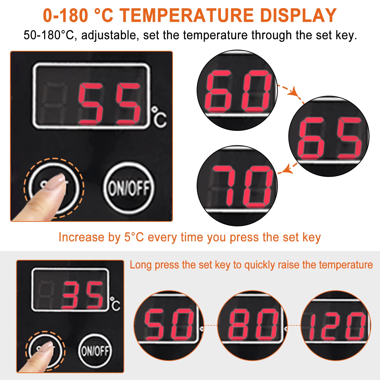 JIAWANSHUN 110V Electric Honey Cutter with Adjustable Temperature Control (50-180℃/122-356℉) - Stainless Steel Digital Display Honey Uncapping Knife for Wax Extraction - Perfect for Beekeeping & Honey Harvesting