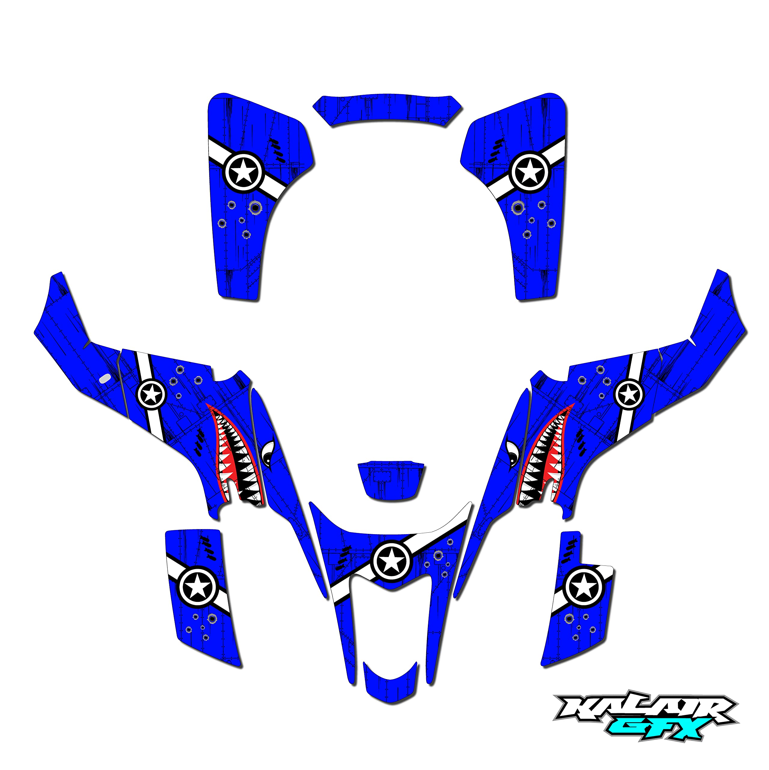 **Suzuki LTZ 400 (2003-2008) Predator Series Blue 16 Mil Graphics Kit - Dirt Pit Bike Motorcycle Stickers, Motocross Racing Decals - Perfect for Off-Roading, Trail Riding & Custom Bike Upgrades**