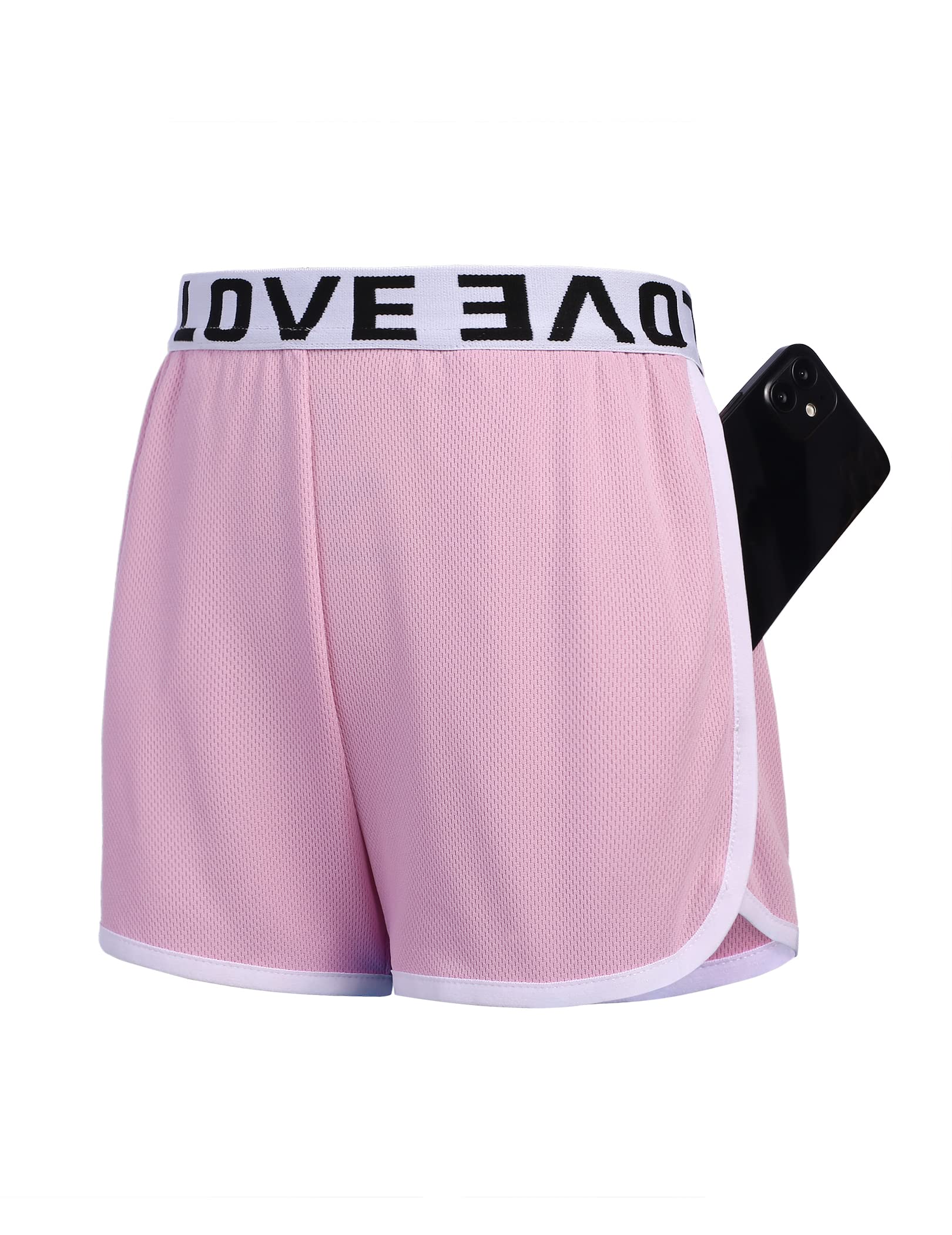 Zaclotre Girls' Running Shorts with Pockets - Breathable Workout Gym Shorts for Basketball, Soccer & Biking | Kids' Athletic Sports Wear for Training, Play & Outdoor Activities