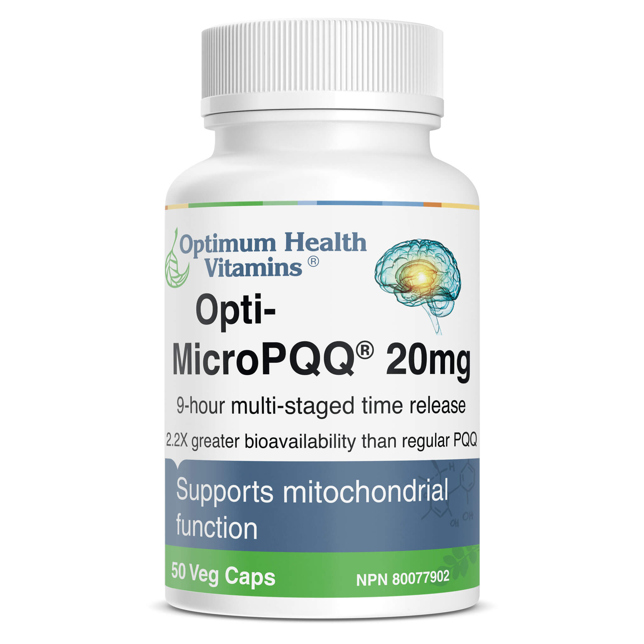 Opti MicroPQQ 20 mg Supplement - Premium Pyrroloquinoline Quinone Capsules for Brain Health & Energy Support - Boosts Memory, Focus & Cellular Energy - Ideal for Students, Professionals & Seniors