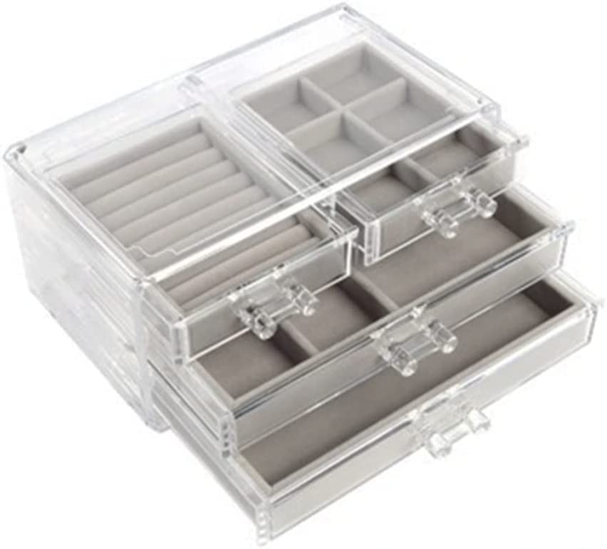 Acrylic Jewelry Organizer Box - Clear Transparent Dustproof Storage Case for Rings, Earrings, Necklaces & Bracelets (11 x 14 x 24cm) | Perfect for Bedroom Vanity, Travel & Gift Packaging