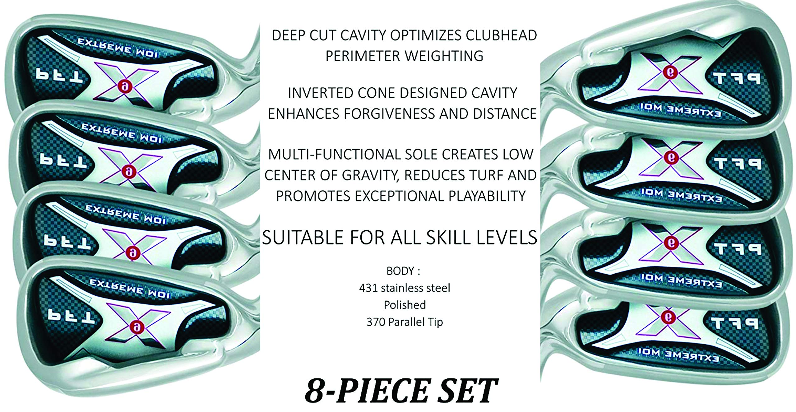 Left Handed PFT X9 Extreme MOI Iron Set for Women - 8-Piece Golf Clubs (4-SW) with Lady Flex Shaft - Perfect for Petite Players 5' to 5'3