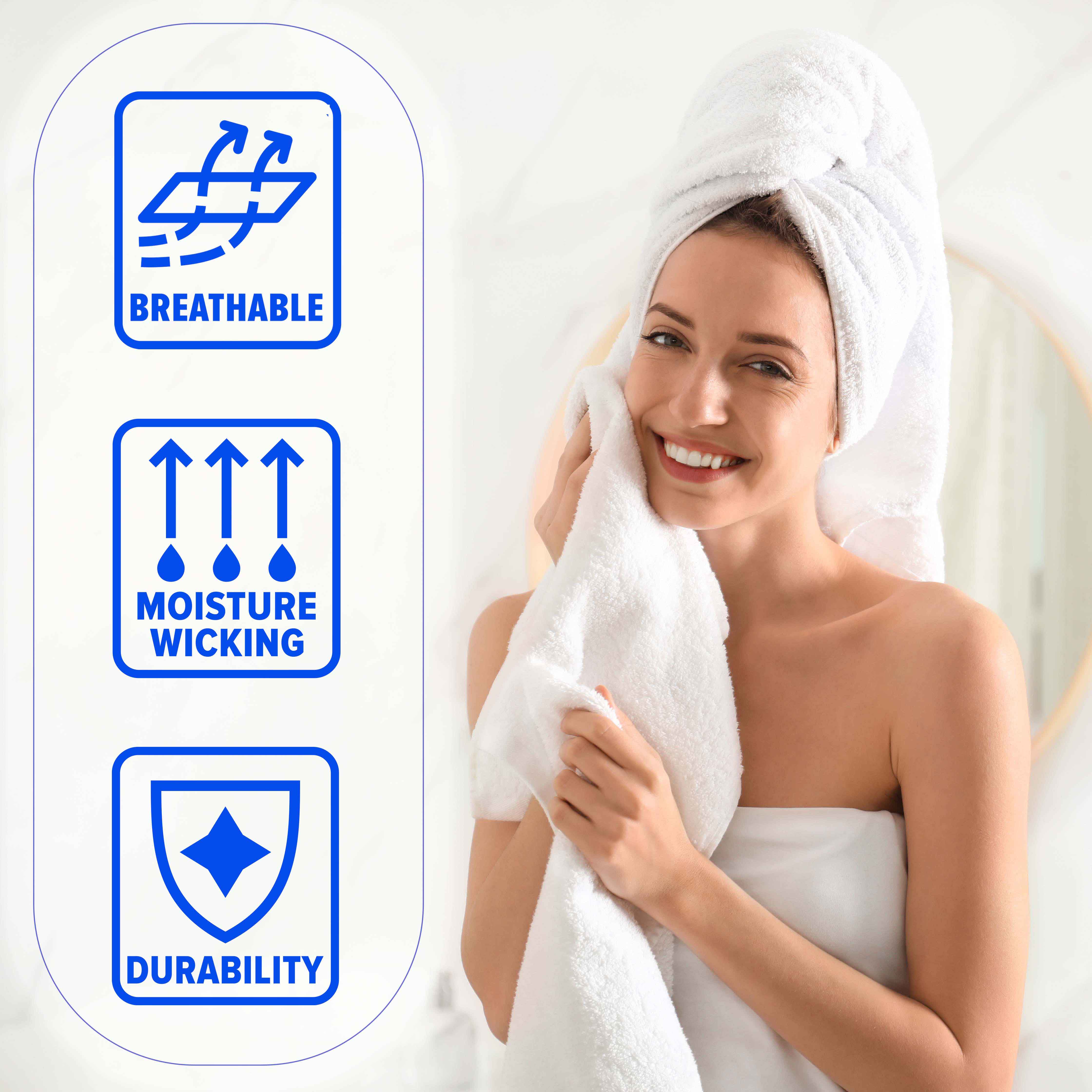 Premium 4-Piece Cotton Bath Towel Set - Soft & Absorbent Solid & Marble Design - Perfect for Spa, Bathroom & Luxury Home Decor