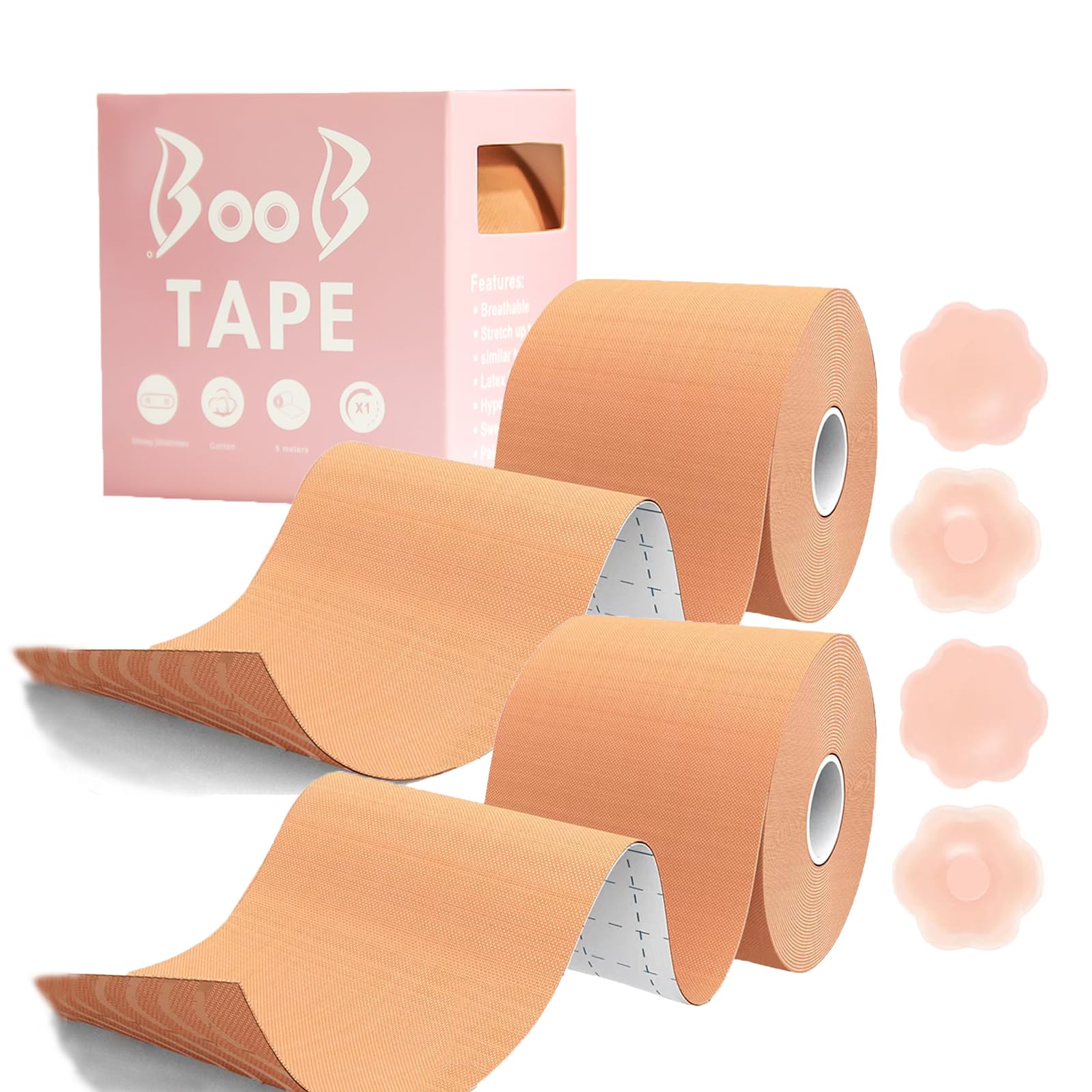 Breast Lift Tape for Women - 2 Pack Adhesive Boob Tape with Nipple Covers | Push Up, Support & Shape | Perfect for Dresses, Backless Outfits & Special Occasions