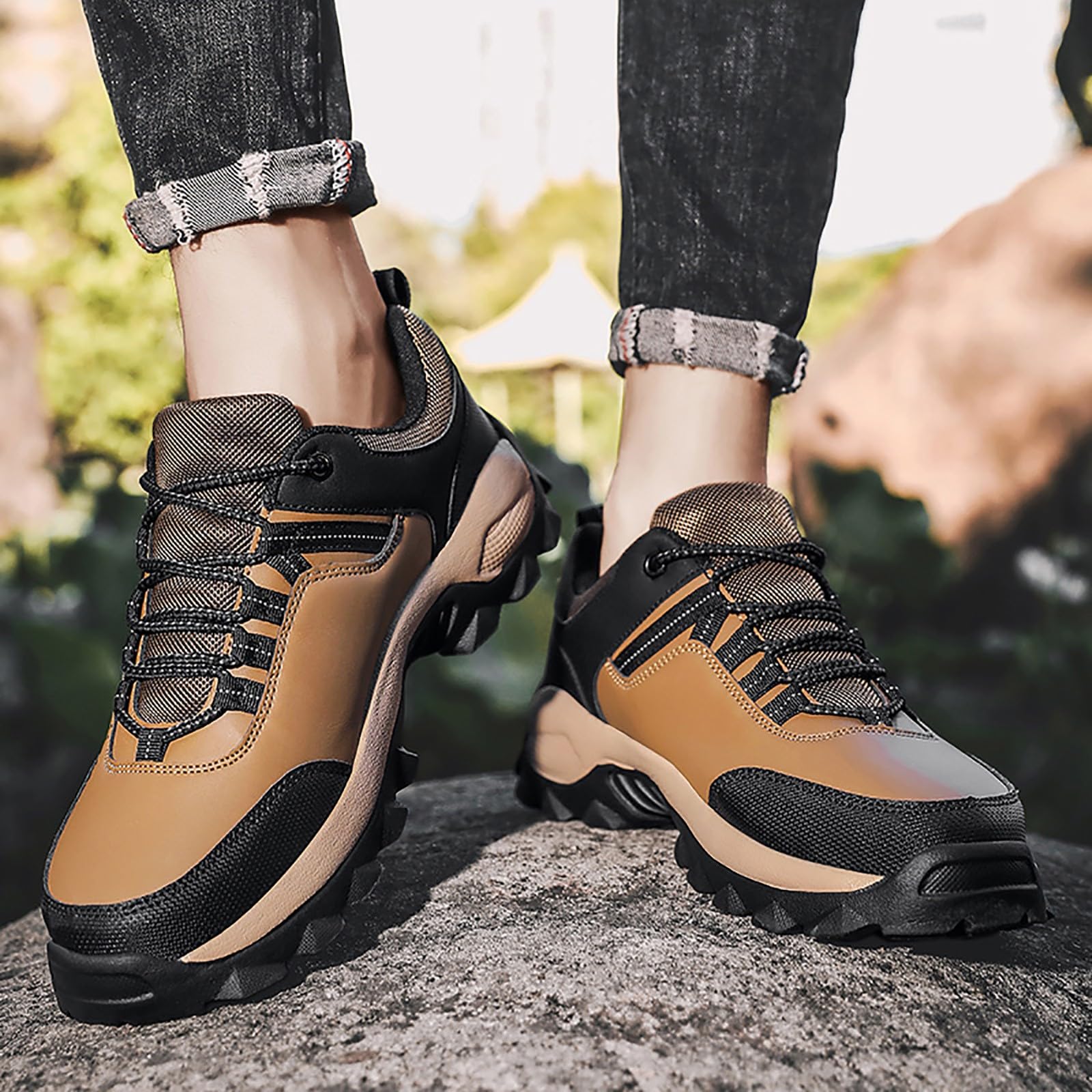Barefoot Shoes for Men - Non-Slip Waterproof Winter Hiking Boots with Heel Spurs | Lightweight Trekking & Motorcycle Shoes | Wide Toe Box for Comfort | Ideal for Outdoor Adventures, Mountain Climbing & Safety Work