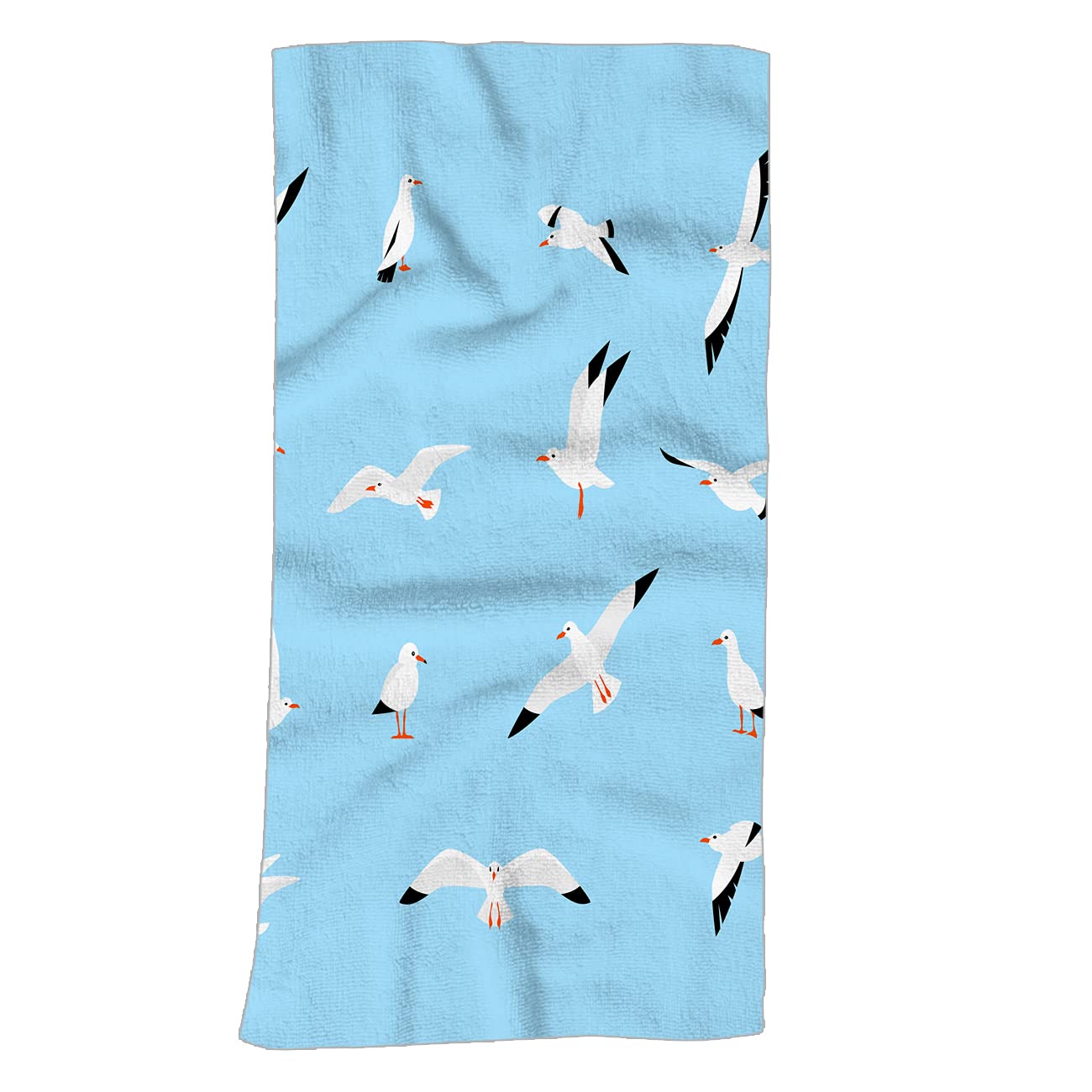 Swono Seagull Hand Towel - 100% Cotton Washcloths with Beautiful Seagull Design on Blue Background - Ultra Soft & Absorbent 15x30 Inch Bath Towels for Bathroom, Spa, Gym, Yoga, Beach & Kitchen Use