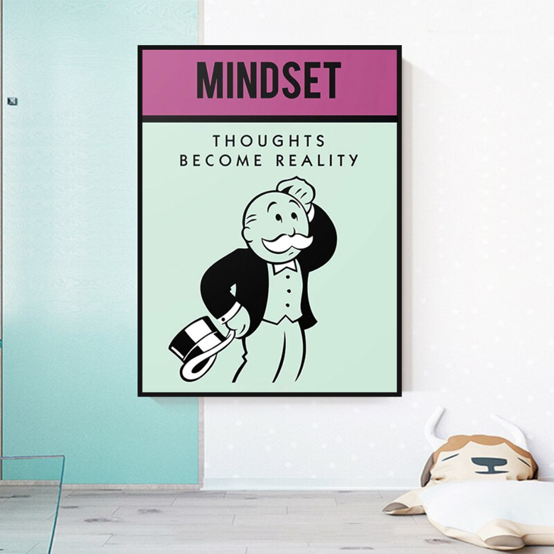 Alec Monopoly Mindset Canvas Wall Art - Modern Pop Art Painting for Home & Office Decor - Perfect for Living Room, Bedroom, or Gallery Wall Display