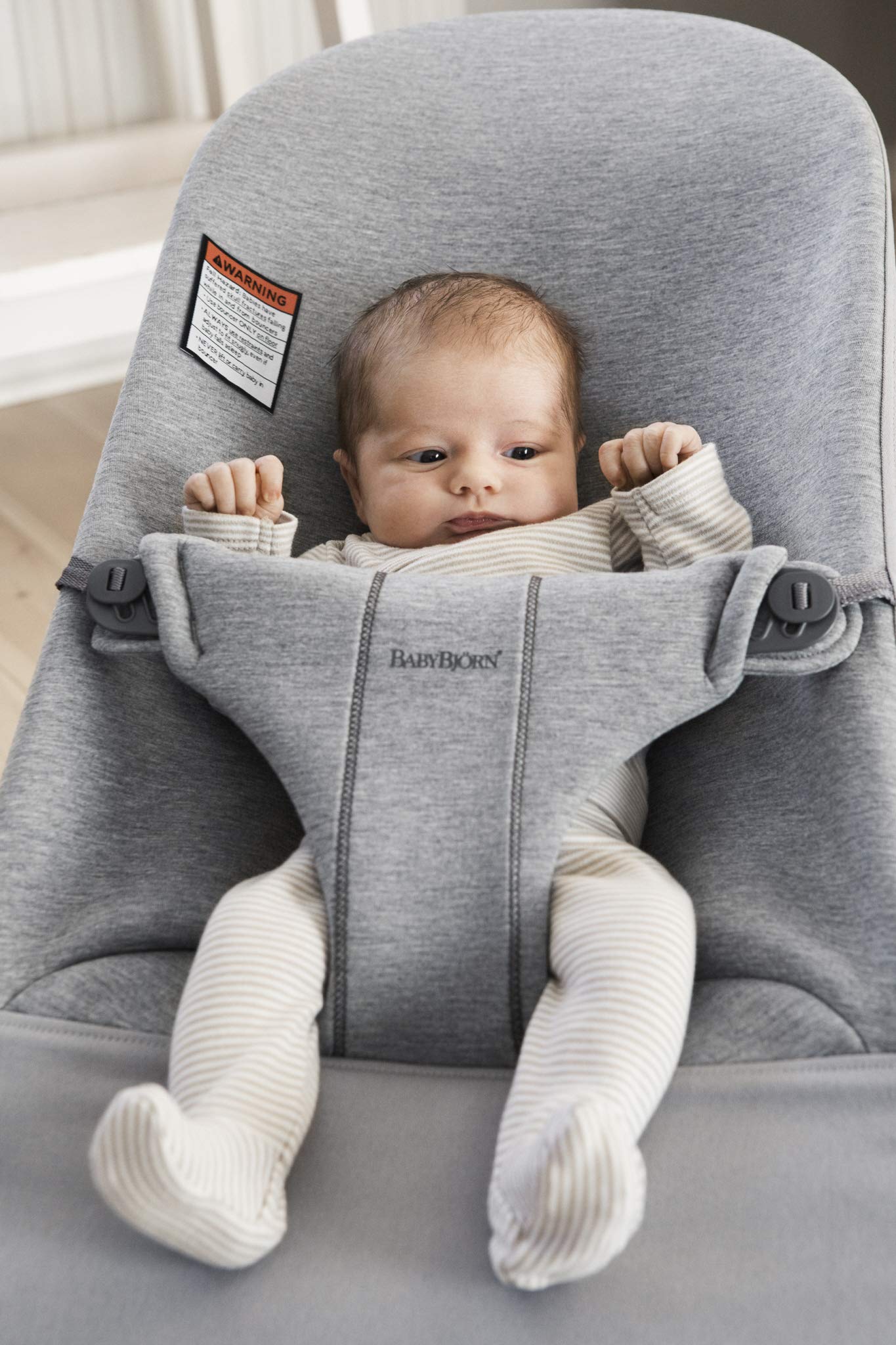 BabyBjörn Bouncer Bliss - Adjustable Baby Bouncer & Toddler Chair (8-29 lbs) | 4-Position Lightweight Infant Seat with 3D Jersey Fabric | Perfect for Nursery, Living Room & Travel | Light Gray