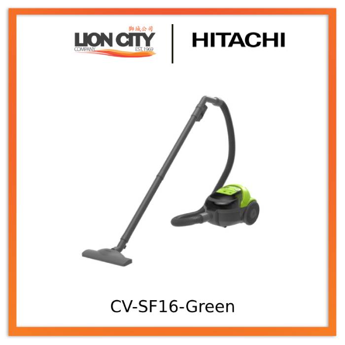 Hitachi CV SF16 Red/Green Cylinder Cyclone Bagless Vacuum Cleaner - Compact & Powerful for Home, Office, and Car Cleaning