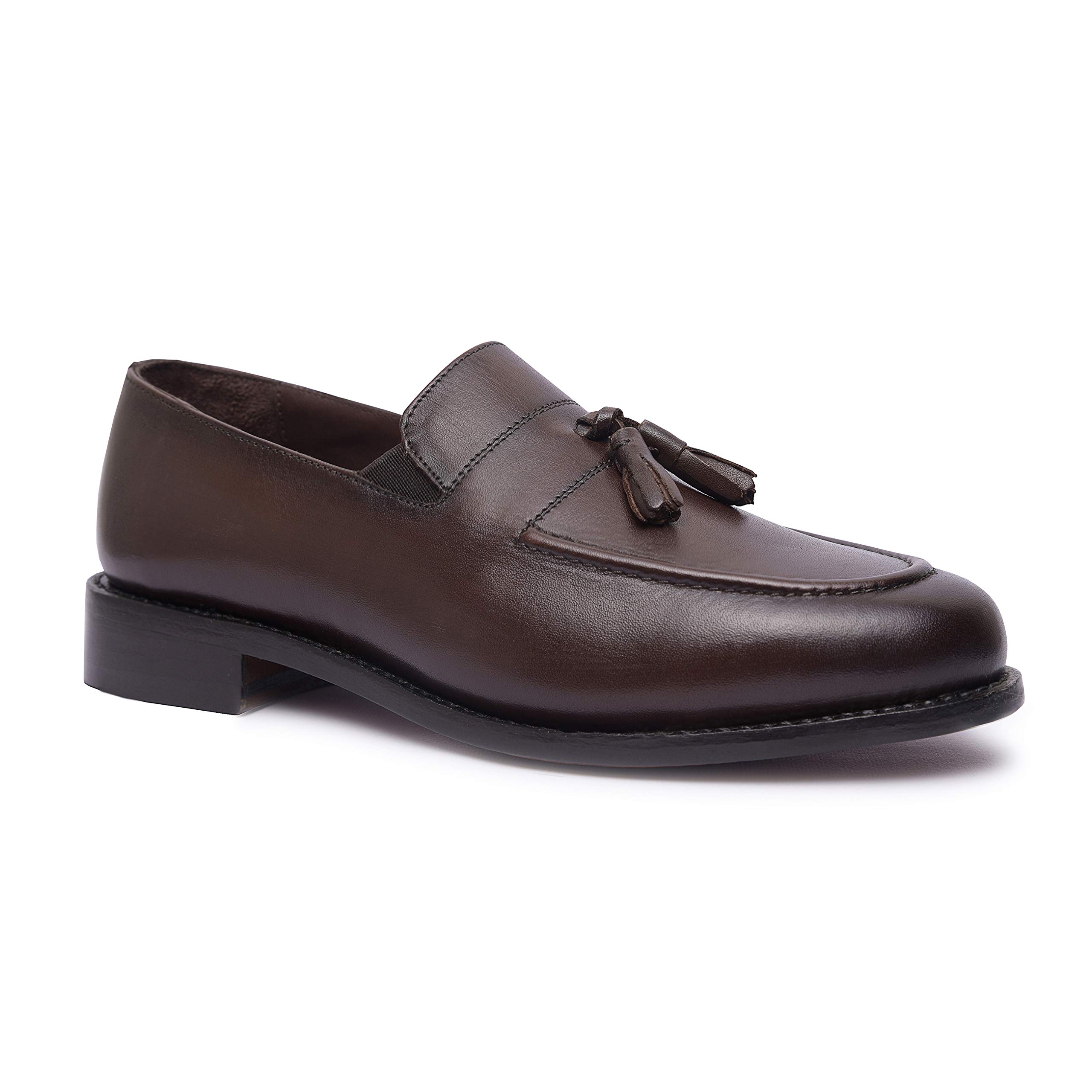 ALLONSI Men's Genuine Leather Tassel Loafers - Handcrafted Goodyear Welted Dress Shoes with Leather Sole - Comfortable Slip-On Luxury Footwear for Business, Office & Formal Occasions