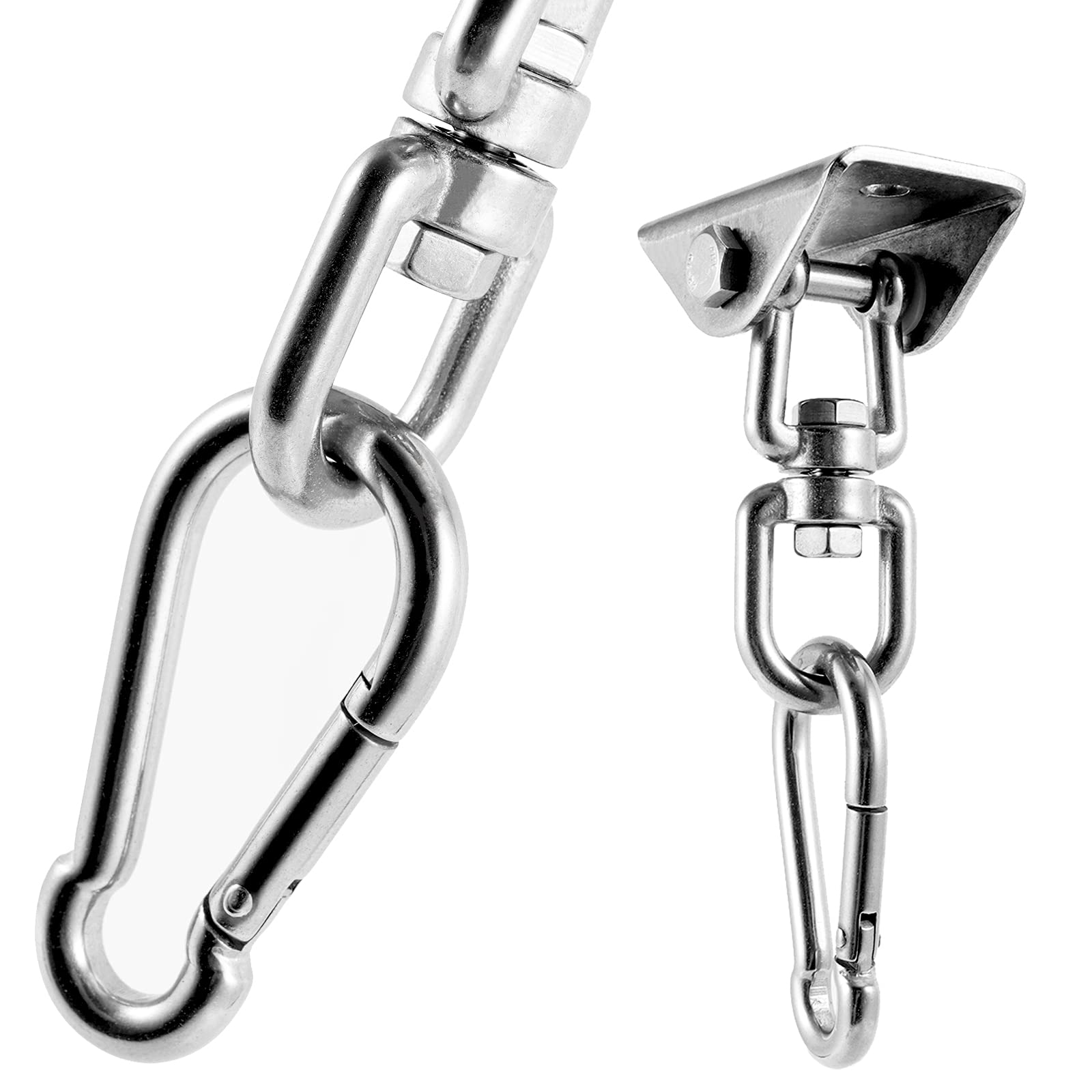 Heavy Duty Swing Hangers Set 4 Pack - 1000 lbs Capacity 360° Rotating Stainless Steel Swivel Hangers for Concrete & Wooden Swing Sets - Perfect for Hammock, Yoga, Playground, Porch & Backyard Outdoor Activities