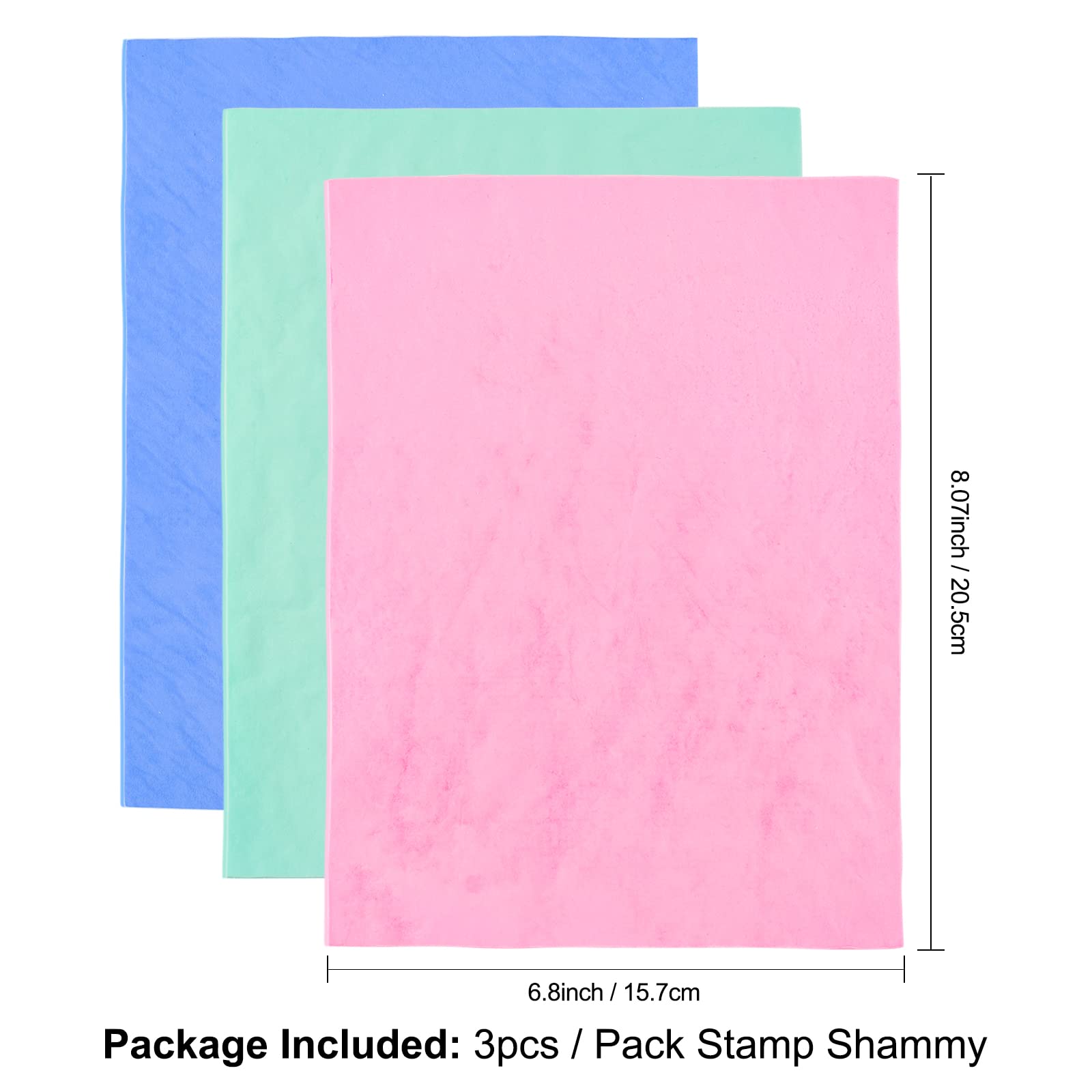 3 Pack Natural Suede Stamp Cleaning Cloths - Super Absorbent Shammy Towels for Stamps, Glass Mats & Craft Supplies (8
