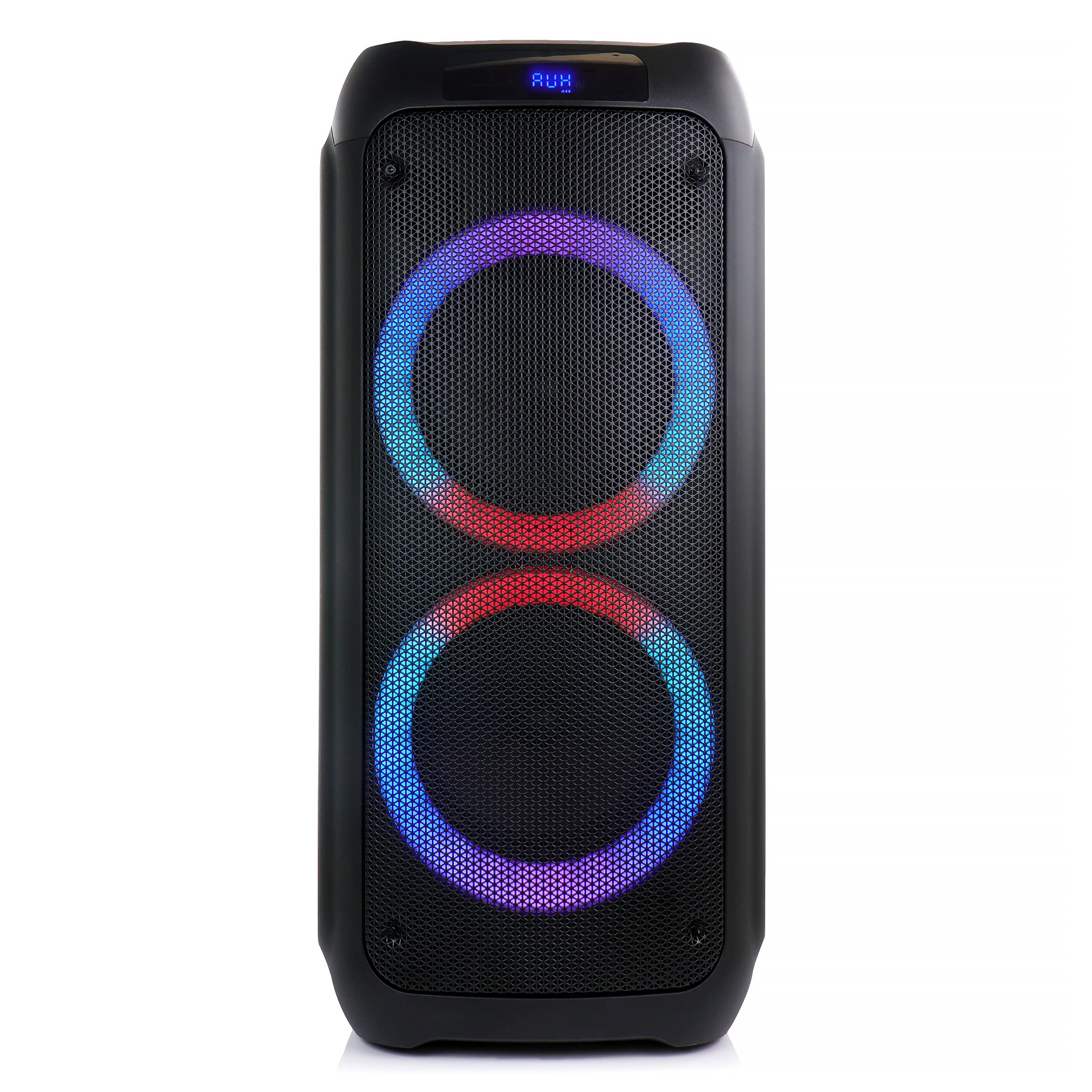 beFree Sound Dual 8 Inch Bluetooth Wireless Portable Party Speaker with Colorful LED Lights - Perfect for Outdoor Gatherings, Beach Parties & Home Entertainment