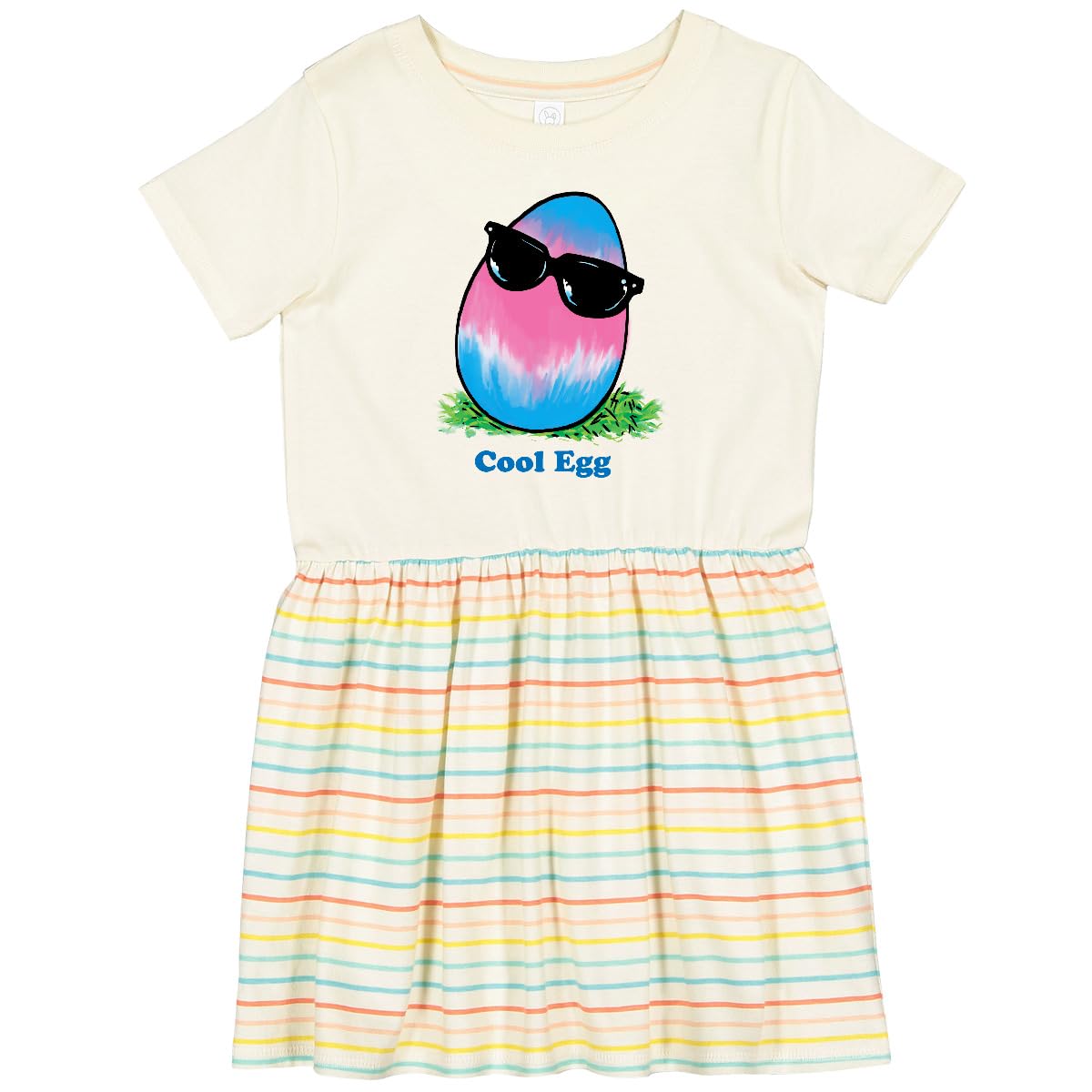 Easter Toddler Dress - Pink & Blue Cool Egg with Sunglasses Print | Cute Holiday Outfit for Girls | Perfect for Easter Egg Hunts & Spring Celebrations