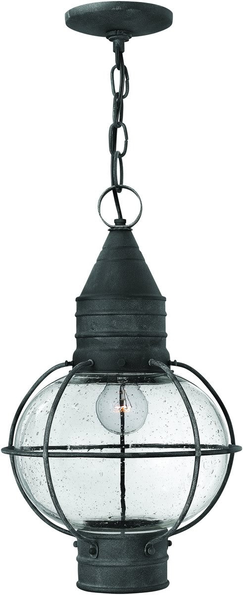 11W Cape Cod 1 Light Outdoor Pendant Light in Aged Zinc Finish - 2202DZ - Perfect for Porch, Patio, and Entryway Lighting