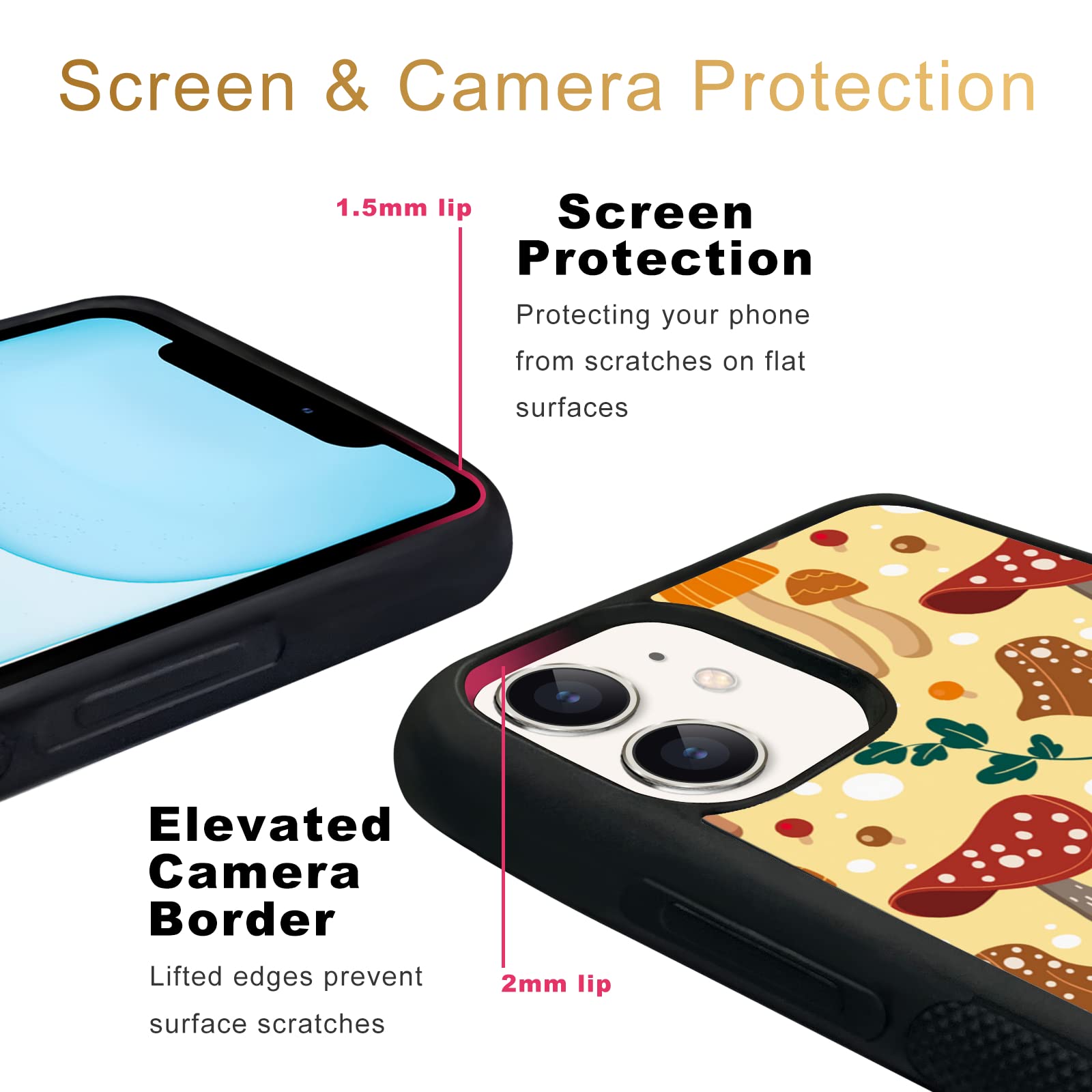 Shockproof Cute Mushroom Phone Case for iPhone 11 (6.1 Inch) - Durable TPU & Aluminum Protective Cover for Men, Women, Girls & Boys | Perfect for Outdoor Activities, Daily Use & Gift Giving
