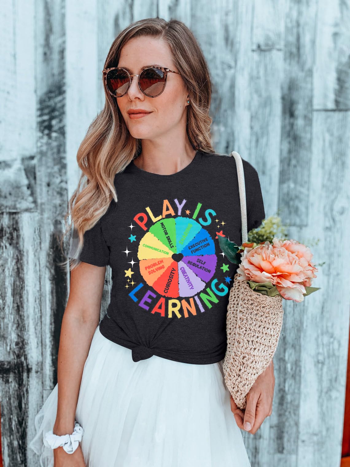 Play is Learning T-Shirts for Women - Cute Kindergarten Teacher Shirts & Teacher Appreciation Tops - Perfect for Classroom, Gifts & Teacher Appreciation Week