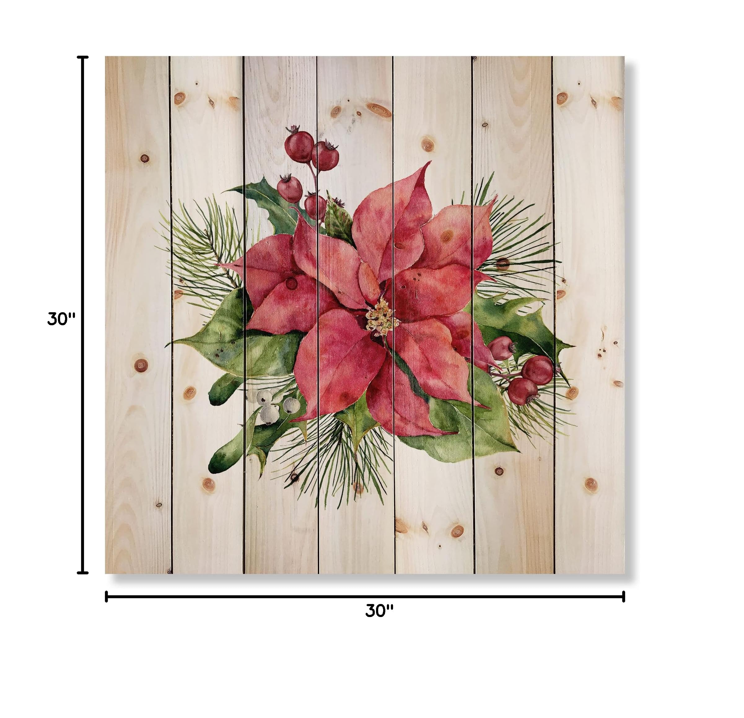 DesignQ Holly Mistletoe Christmas Wood Wall Art - Festive Home Decor