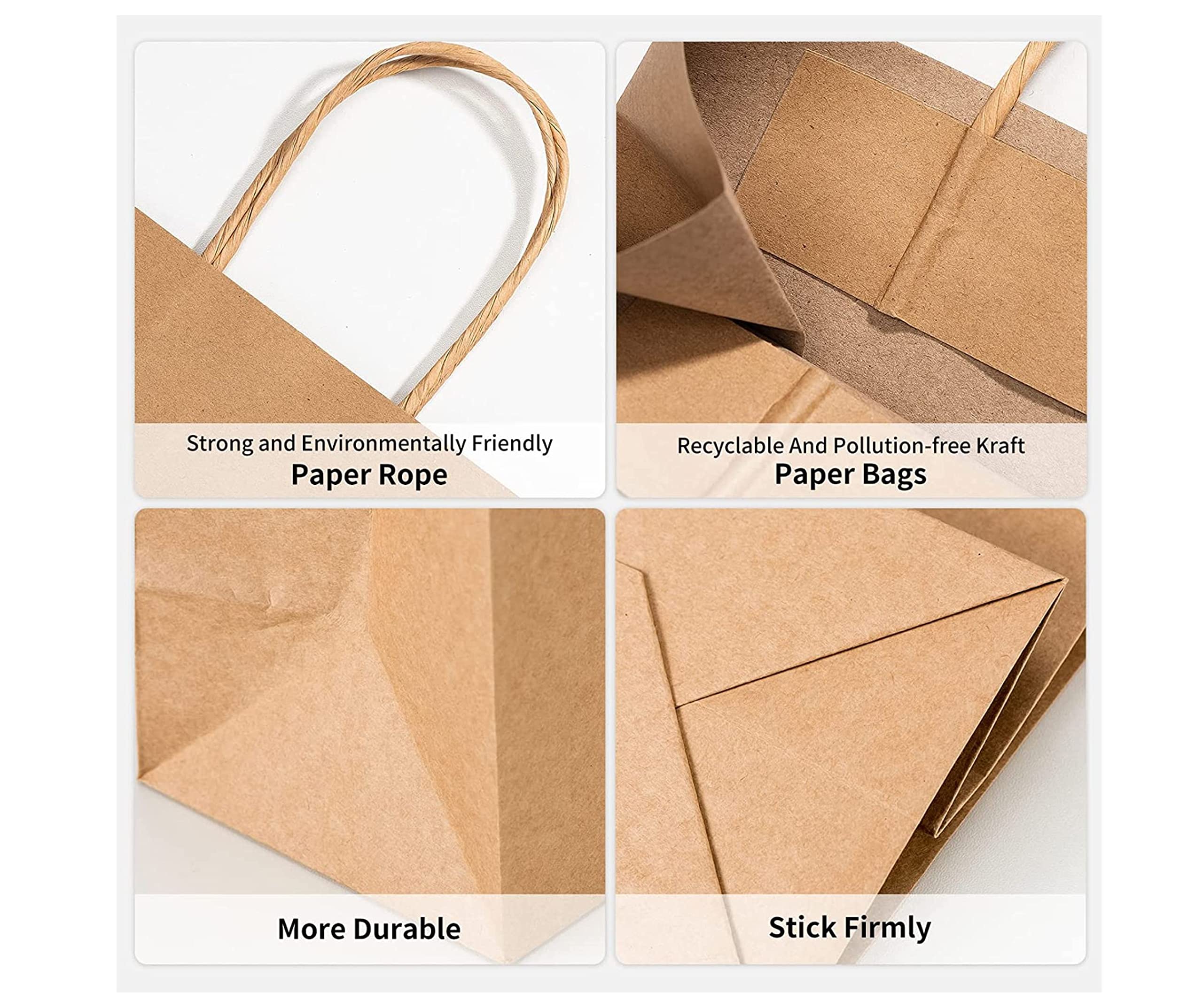 Eco-Friendly Kraft Paper Bags with Handles - 14×4×11 Inches (20 Pack) | 150 GSM Thick Recycled Brown Paper Bags for Gift Wrapping, Shopping, Retail & Party Supplies | Sustainable Packaging for Stores, Weddings & Events