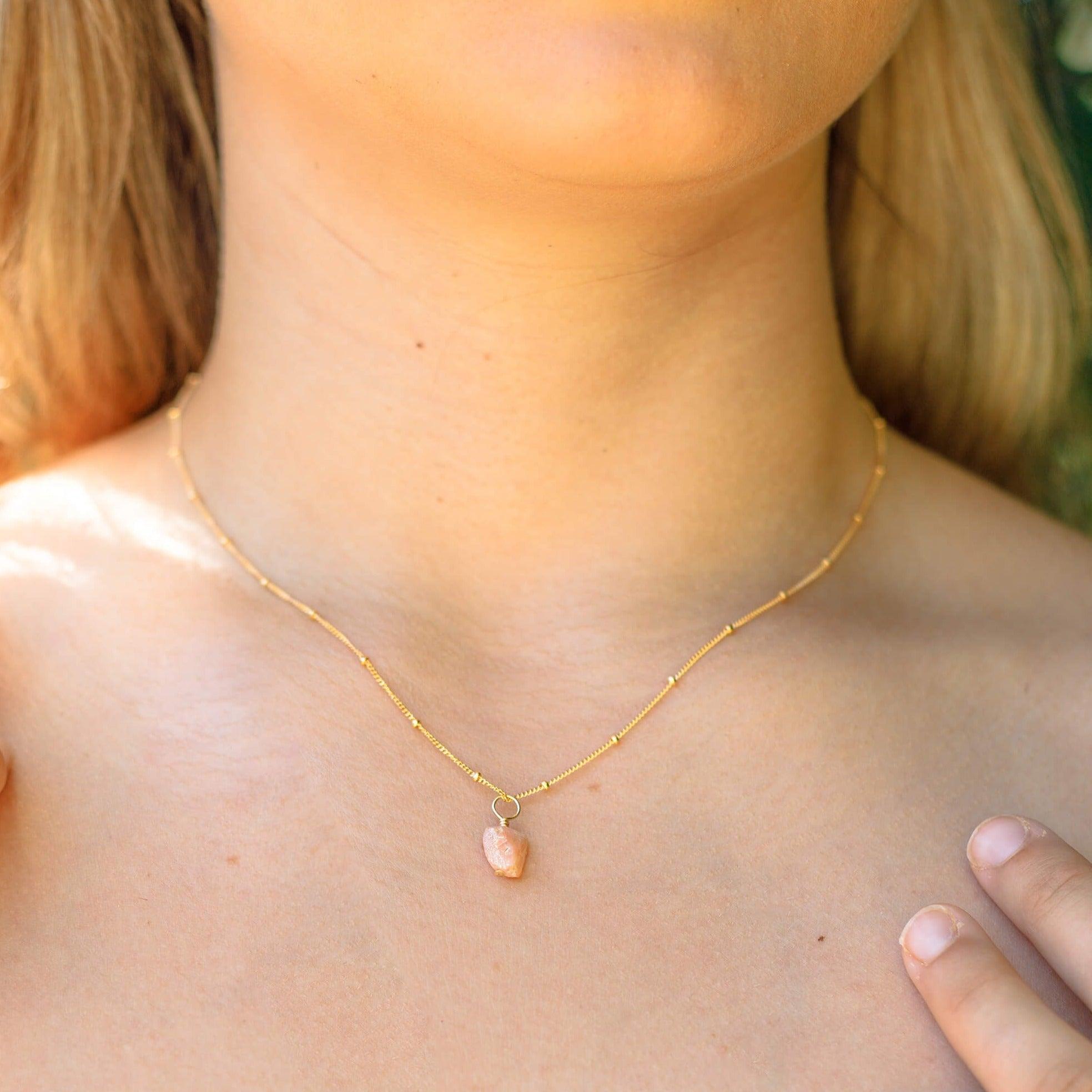 Tiny Raw Pink Peruvian Opal Pendant Necklace - Handmade Natural Gemstone Jewelry for Women - Perfect for Boho Style, Spiritual Healing & Everyday Wear