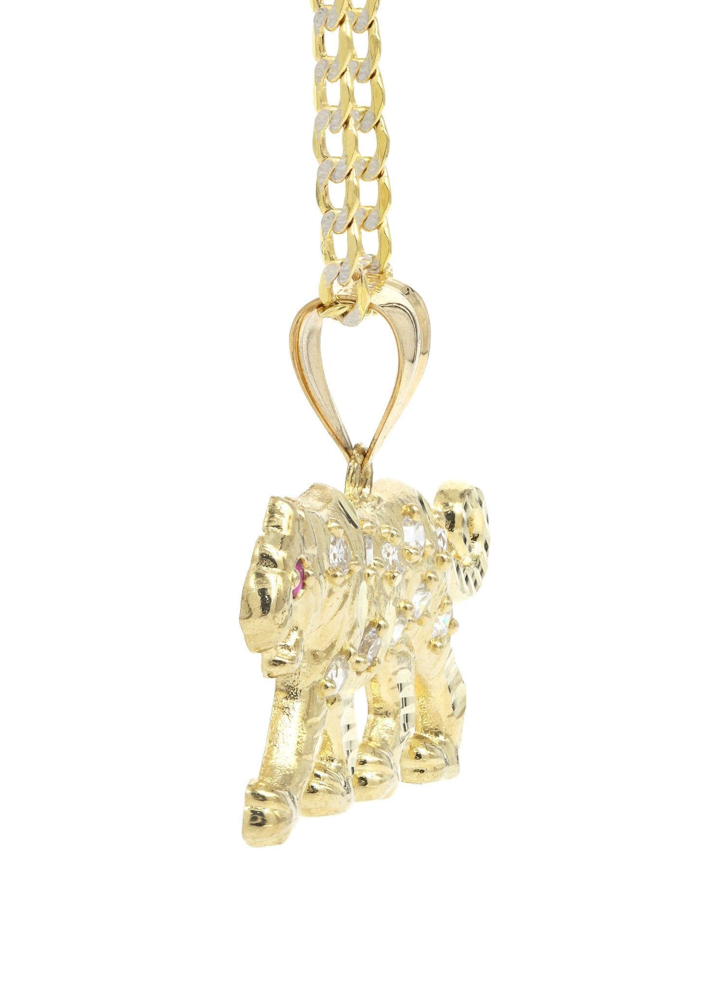 10K Yellow Gold Pave & Cubic Zirconia Tiger Pendant Necklace - 10.3 Grams | Elegant Jewelry Gift for Women, Perfect for Parties, Anniversaries & Special Occasions