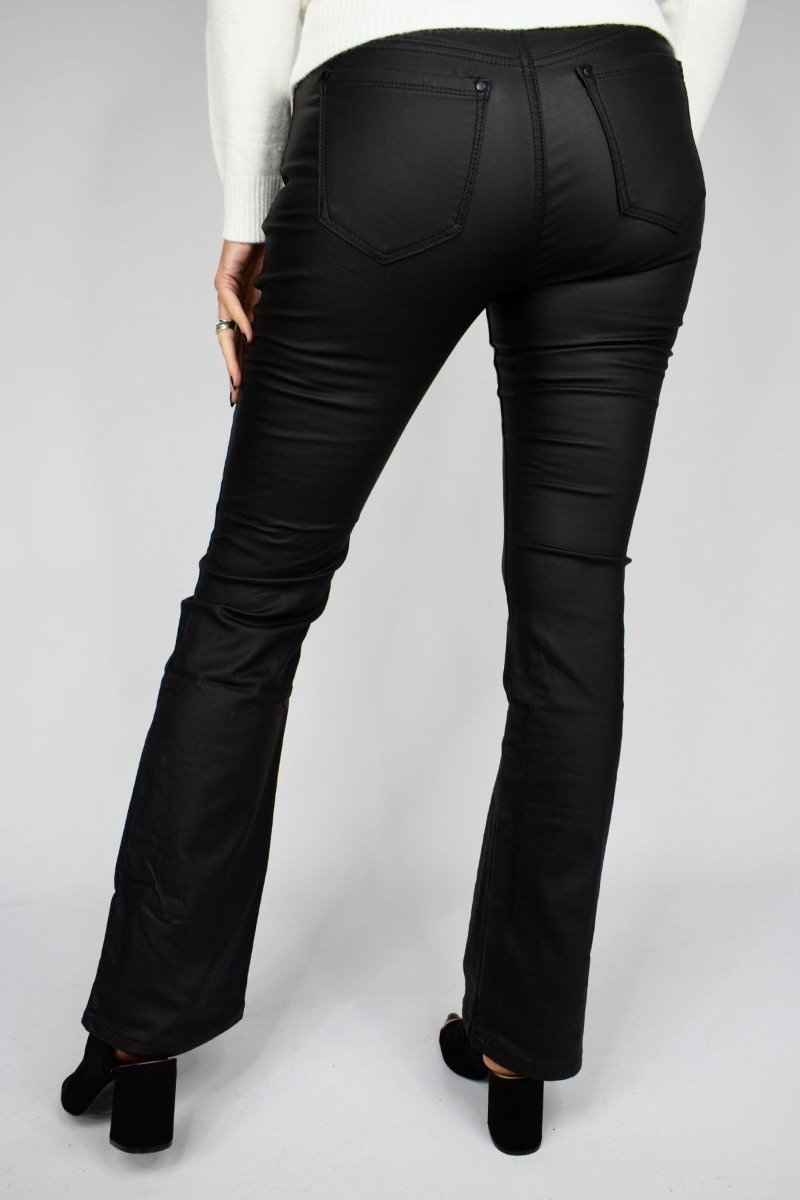 Flare Leg PU Pants for Women - High Waist Stretch Faux Leather Pants - Trendy Clubwear & Night Out Outfits