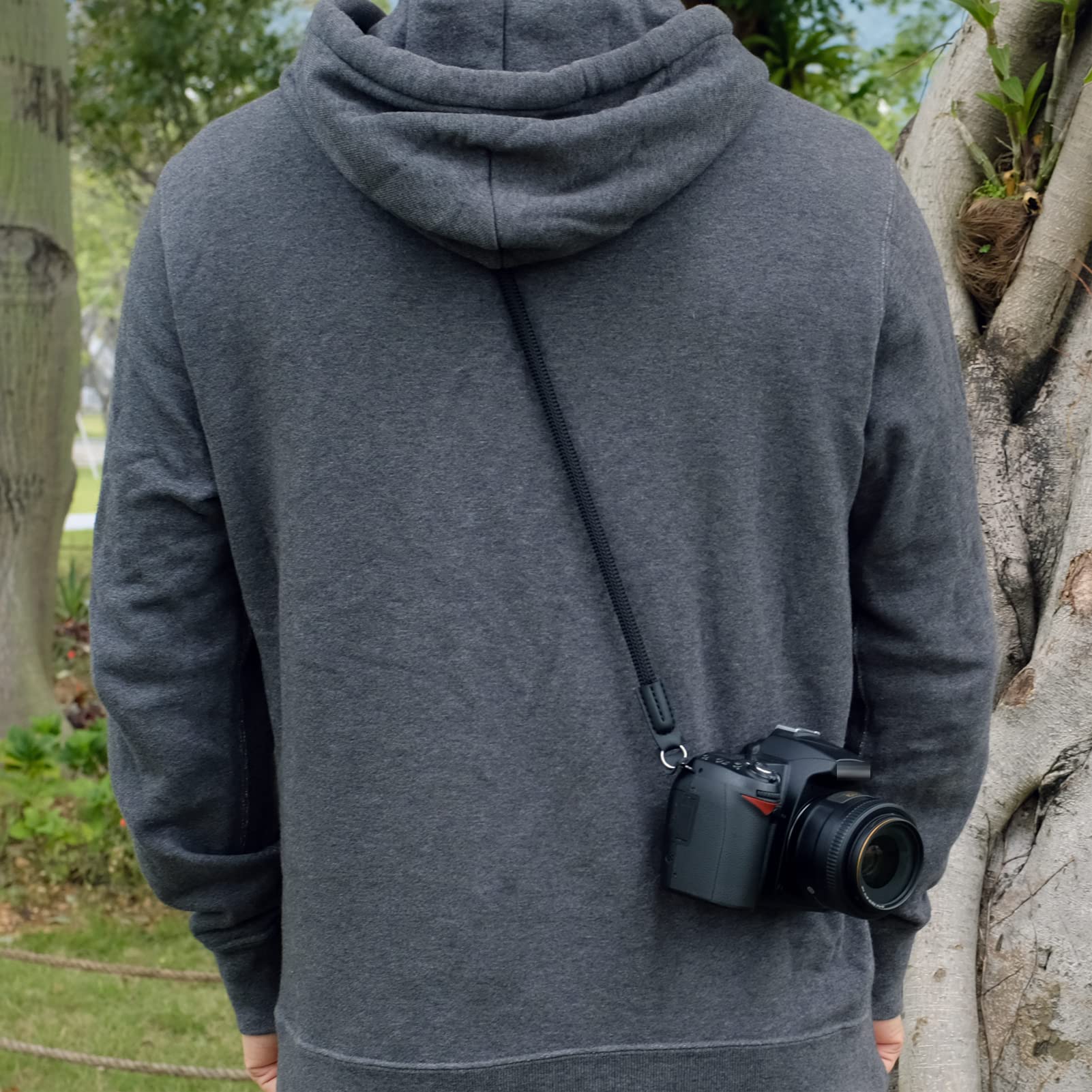 VKO Camera Strap - Durable Climbing Rope Neck & Shoulder Strap for DSLR, SLR, Mirrorless Cameras with Round Hole Interface (100cm, Black) - Perfect for Travel, Hiking & Outdoor Photography