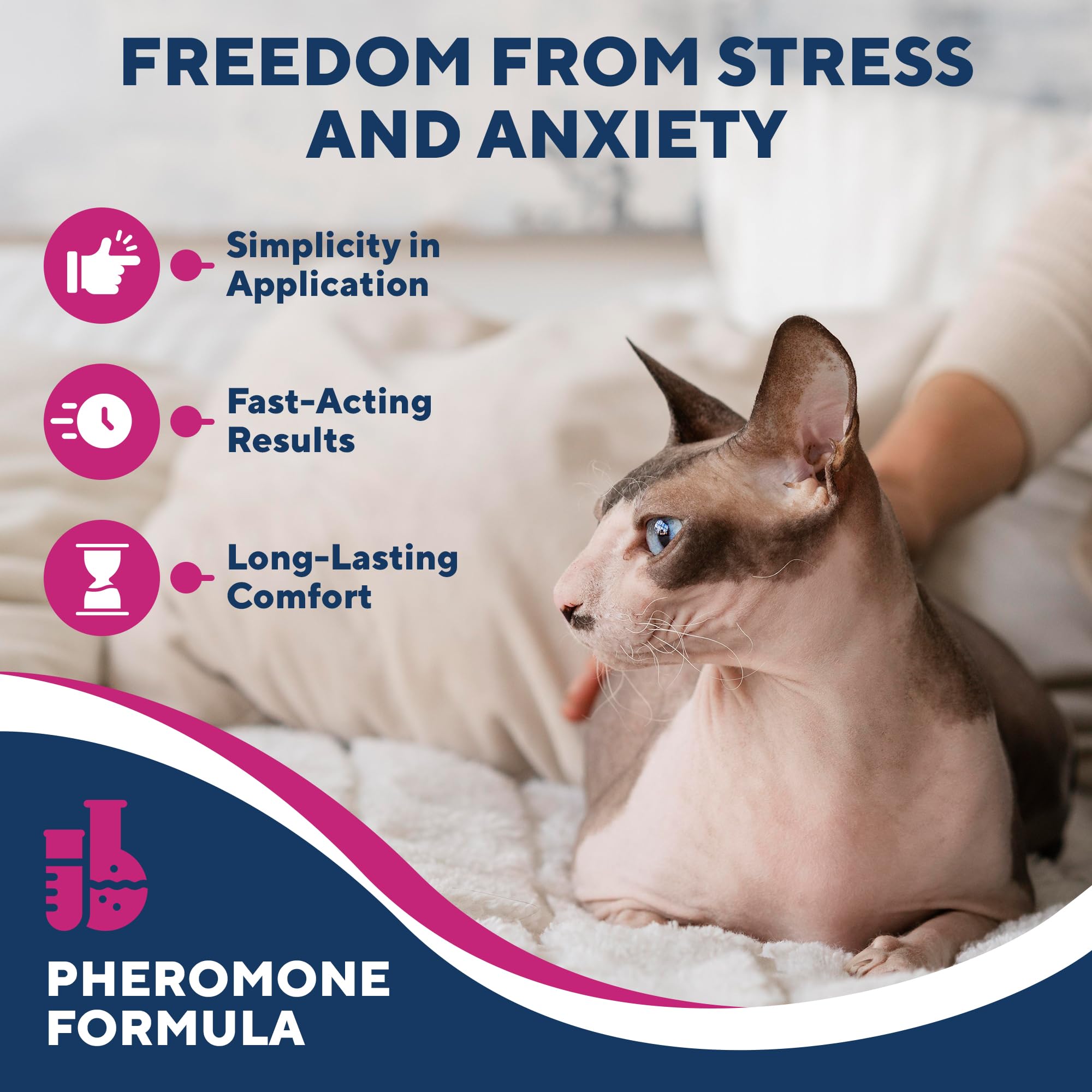 Premium Cat Calming Diffuser with Feline Pheromones - Anti-Anxiety Stress Relief for Cats, Stops Aggression, Spraying & Fighting - Ideal for Multi-Pet Homes, Vet Visits & Travel - 30-Day Refillable Plug-In