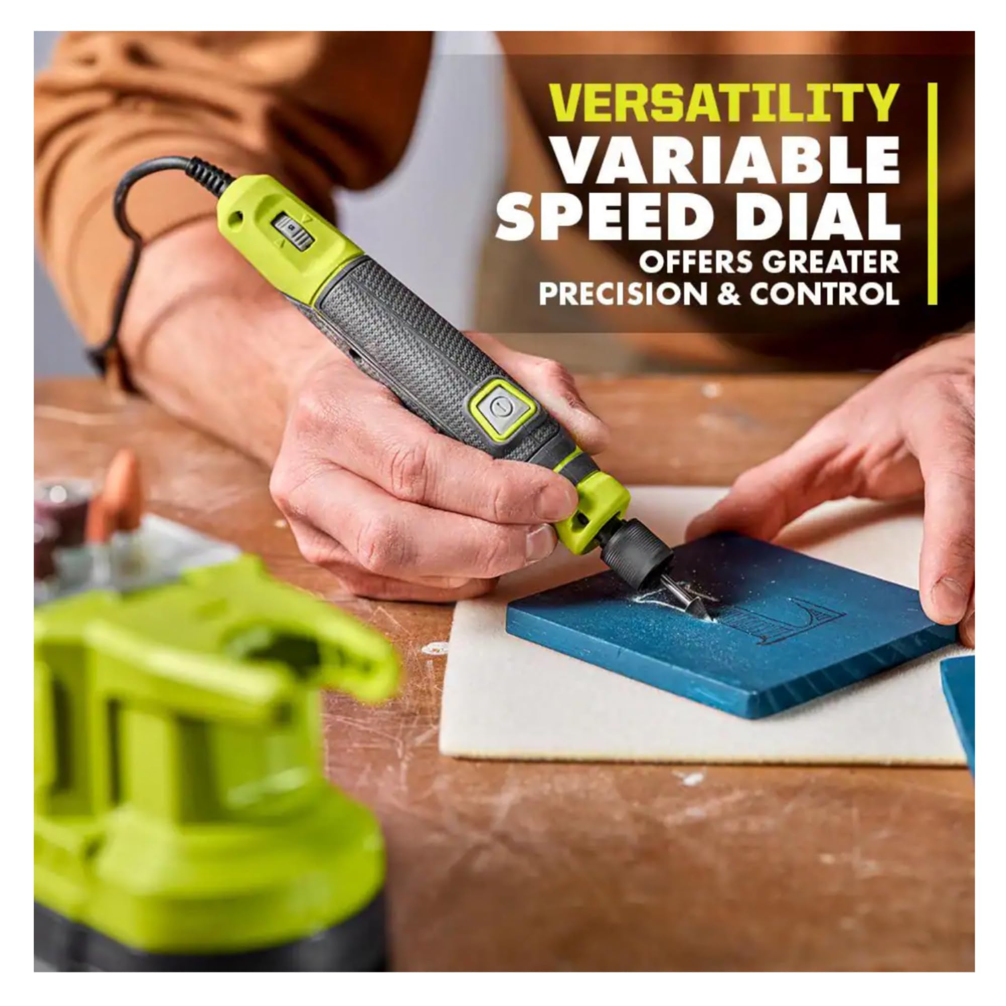 Ryobi 18V Cordless Rotary Tool Kit with 37-Piece Accessory Set, 1.5Ah Battery & Charger - Ideal for DIY Crafts, Wood Carving, Metal Engraving & Home Repair Projects