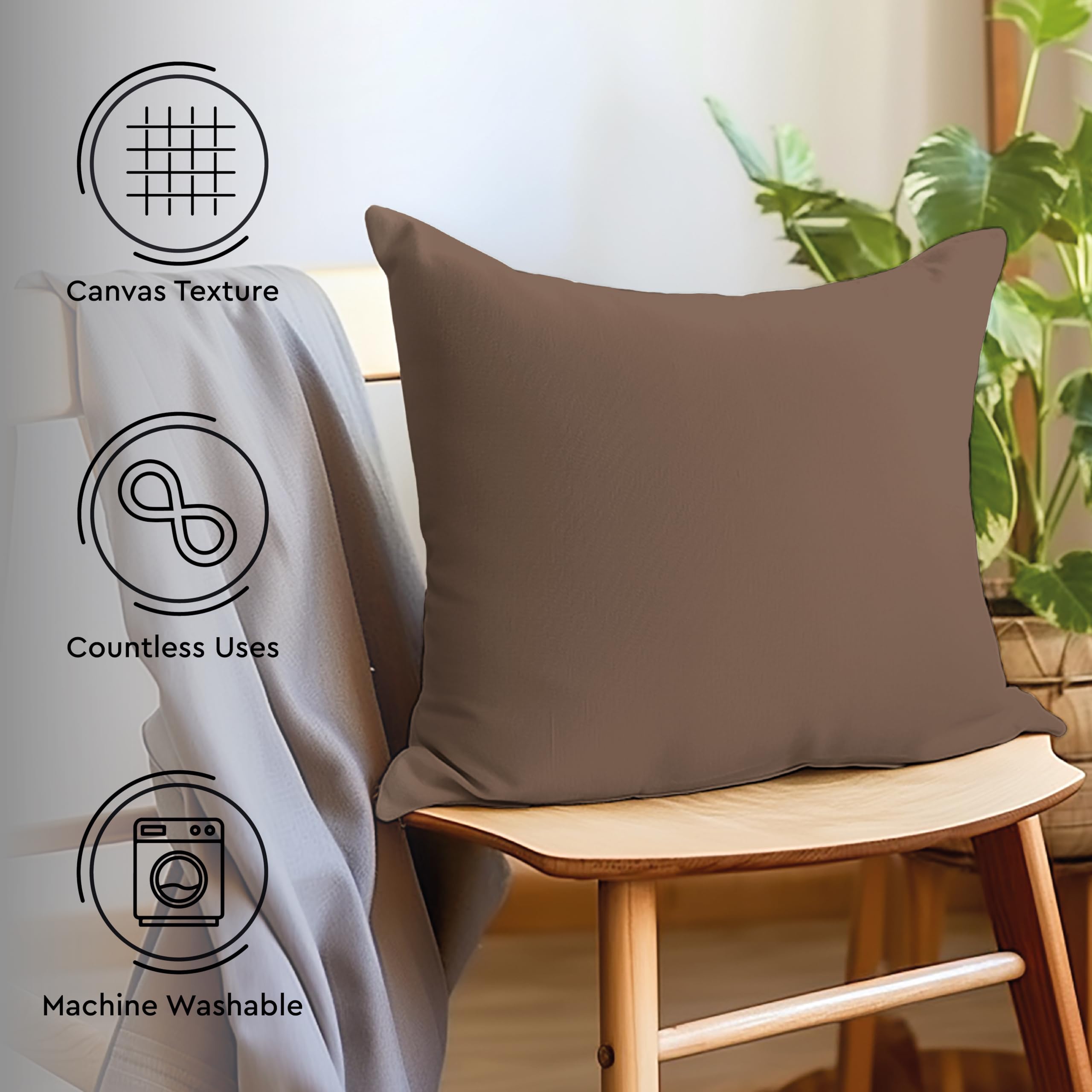 Encasa XO Throw Pillow Covers 22x22 Inches Set of 2 - Soft Beige Cotton Decorative Cushion Covers with Hidden Zipper Closure for Sofa, Bed, Living Room - Perfect for Home Decor, Cozy Reading Nook & Modern Interior Design