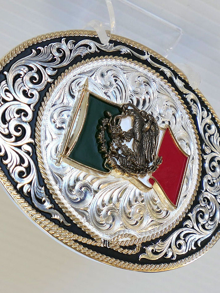 Montana Silversmiths 6190 219 Mexico Pride Ranch Rope Buckle - Western Style Belt Buckle for Cowboy Boots & Rodeo Outfits - Perfect for Ranch Work, Horseback Riding & Country Fashion