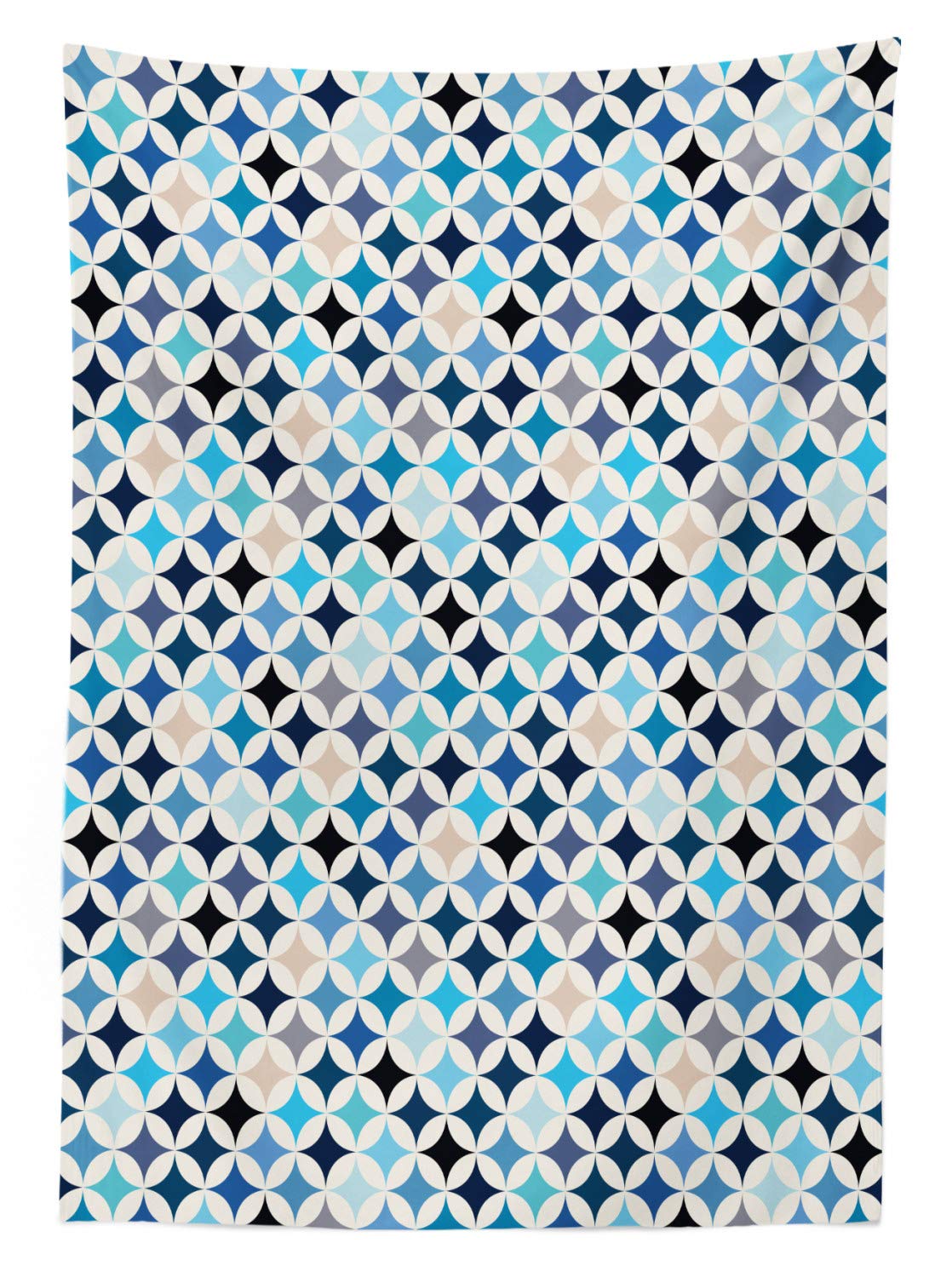 Ambesonne Modern Geometric Blue Circles Outdoor Tablecloth - Washable Picnic Table Cover 58