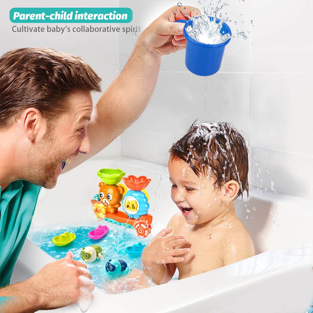 **Best Baby Bath Toys for Toddlers 1-3 Years - 2 Wind-Up Swimming Turtle Toys & 3 Floating Boat Bathtub Toys for Infants Boys & Girls 18+ Months - Fun & Safe Bath Time Play Set for Learning & Sensory Development**