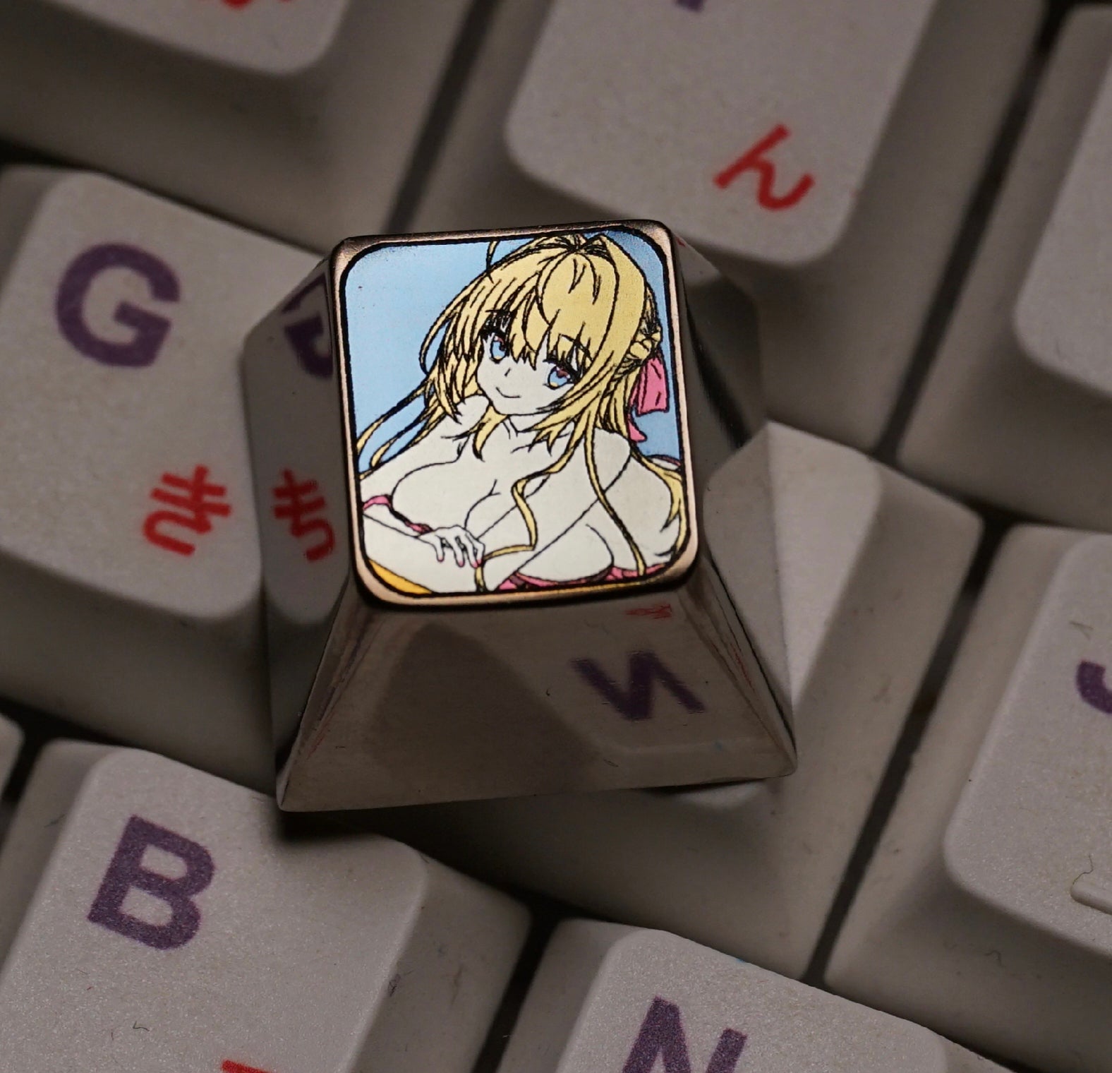 Anime Titanium Alloy Custom Keycap - Beautiful Girls Collection, Personalized Mechanical Keyboard Decorative Keycap for Gaming & Typing Enthusiasts
