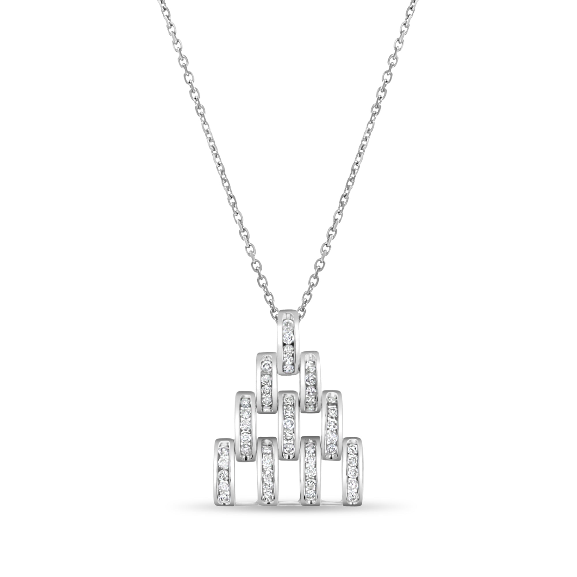 1.00cttw Pyramid Diamond Pendant in 14k White Gold or 14k Yellow Gold - Elegant Necklace for Women, Perfect for Anniversary, Birthday & Special Occasion Gifts