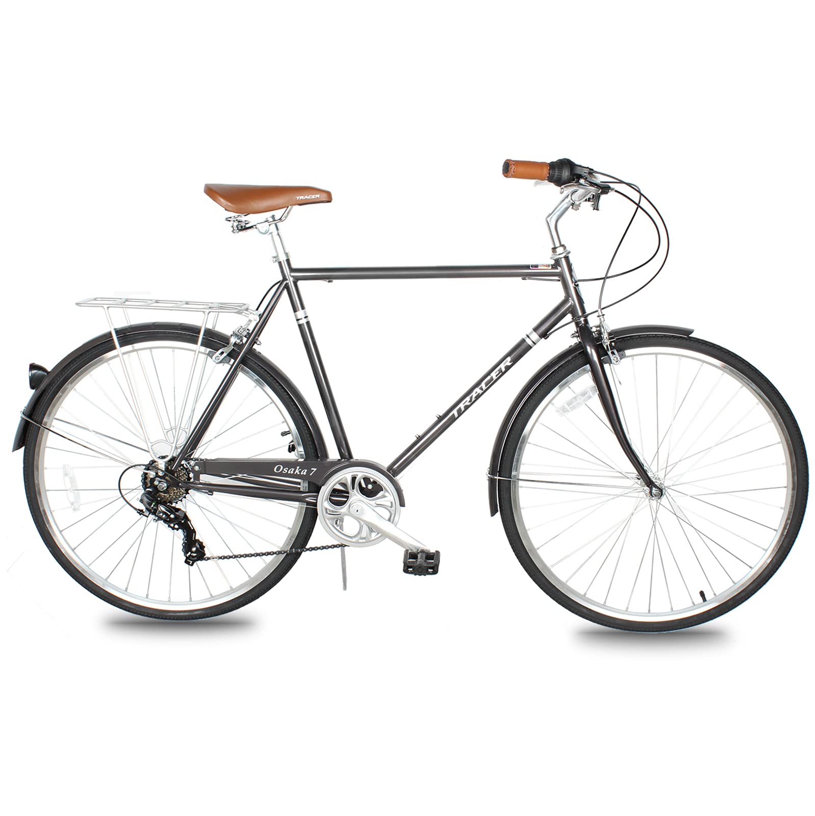 Tracer Osaka Hybrid Bikes for Women & Men - Steel Frame, 7-Speed/Inter-3 Speed, 700c Wheels - Comfortable City & Commuter Bike for Urban Riding, Daily Commute & Leisure Cycling - Multiple Colors Available