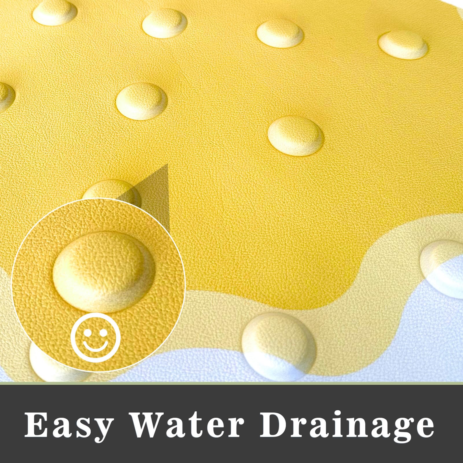 Eanpet Non-Slip Round Shower Mat for Kids with Suction Cups - Machine Washable Bath Mat for Toddlers & Infants - Yellow Rectangle Bathroom Safety Mat for Boys & Girls - Perfect for Bathtubs, Showers and Wet Floors