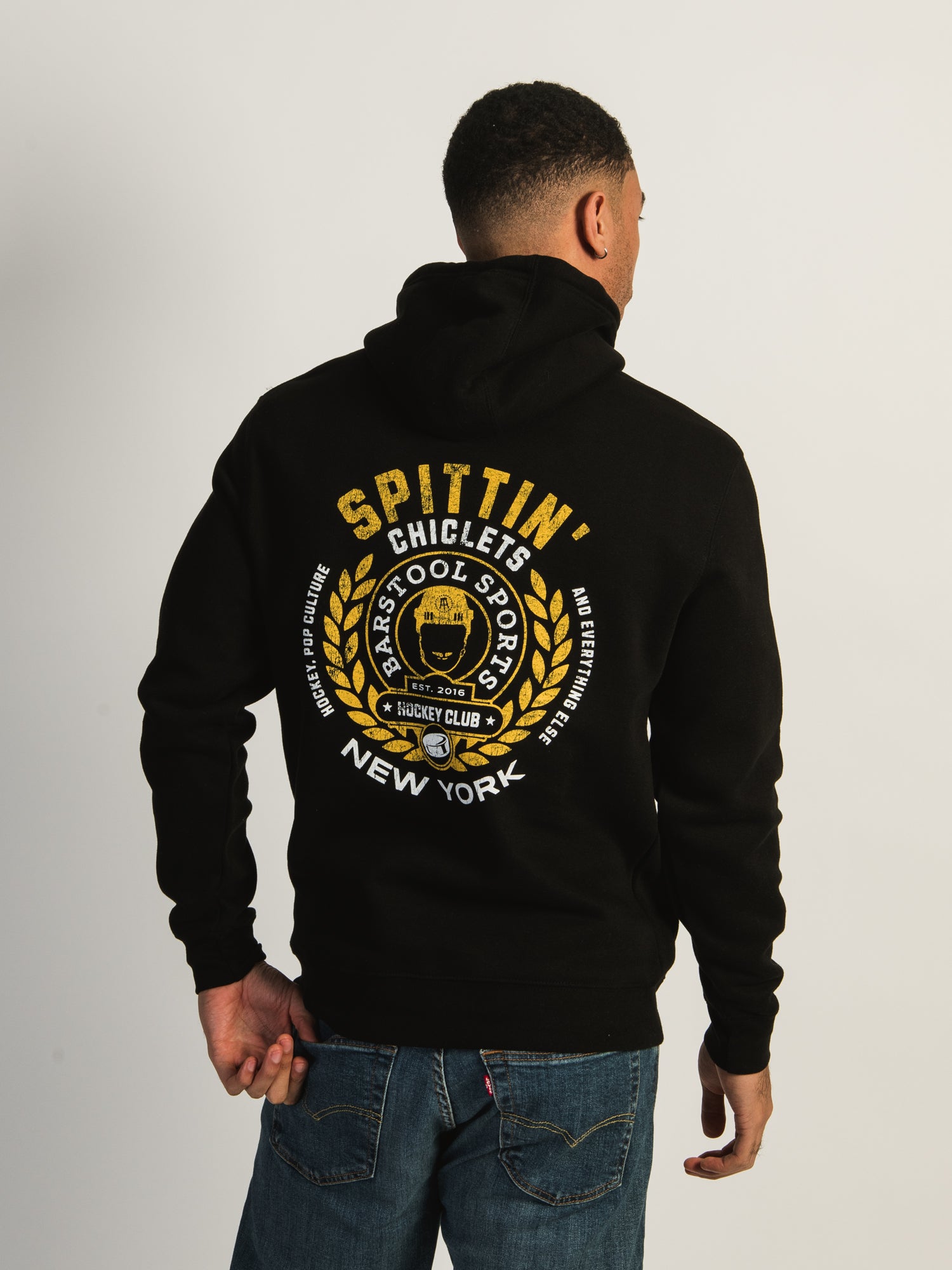 Barstool Sports Spittin' Chiclets Varsity Hoodie - Men's Pullover Sweatshirt for Casual Wear & Sports Fans