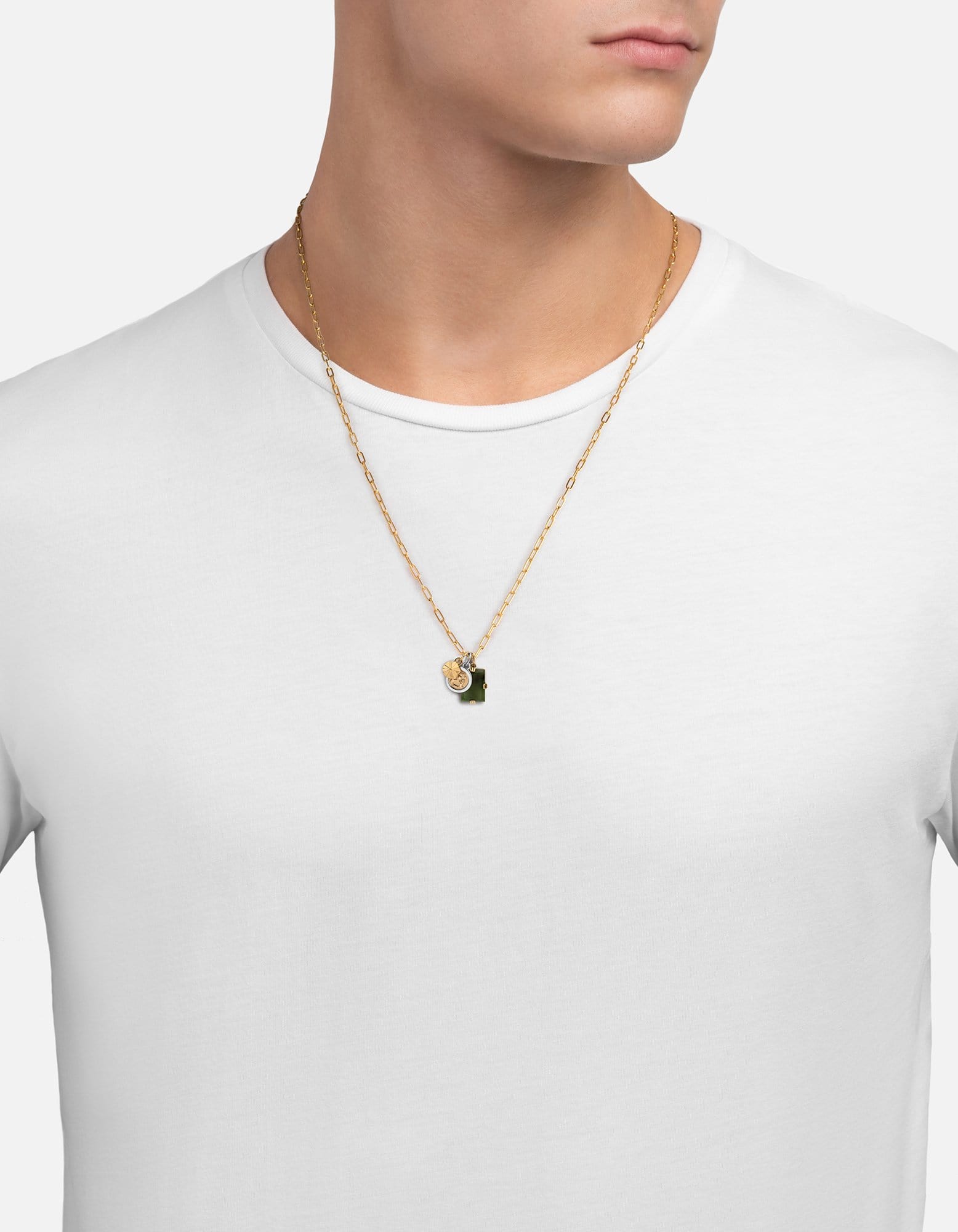 Lennox Trilogy Cable Chain Necklace - Sterling Silver, Gold Vermeil & Jasper Green Gemstone Jewelry for Women | Perfect for Gifts, Parties & Everyday Wear