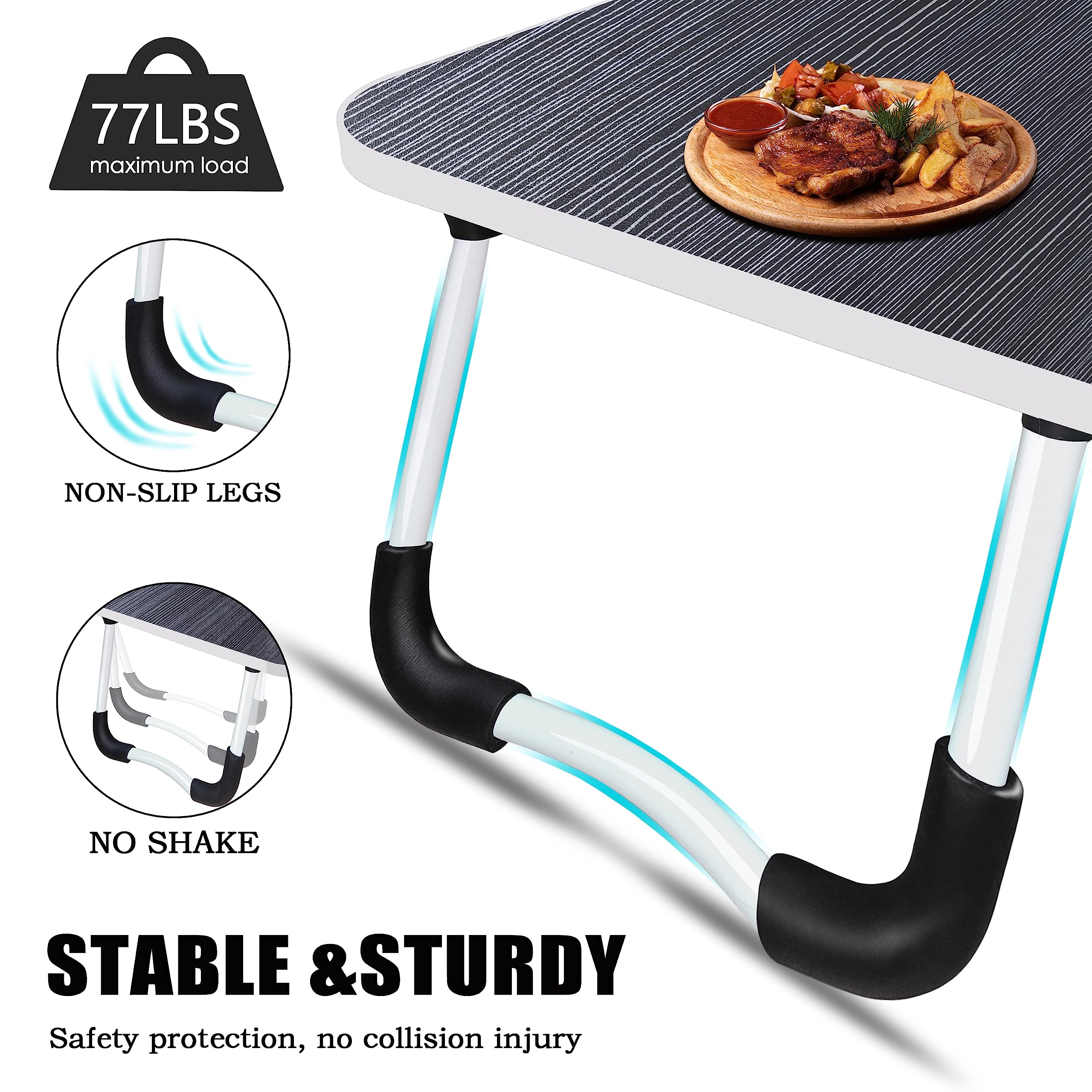 Foldable Laptop Desk with USB Charger, Storage Drawer & Cup Holder - Portable Bed Desk for Reading, Working, Gaming on Sofa, Couch, Floor & Office