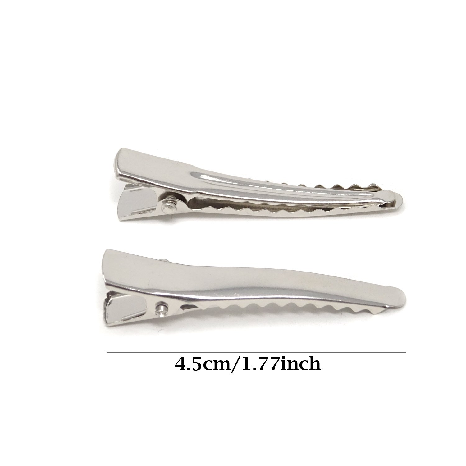 Honbay 50PCS Silver Tone Metal Alligator Hair Clips for DIY Crafts & Hair Accessories (4.5cm/1.77inch) - Perfect for Hair Styling, DIY Jewelry Making, and Gift Packaging