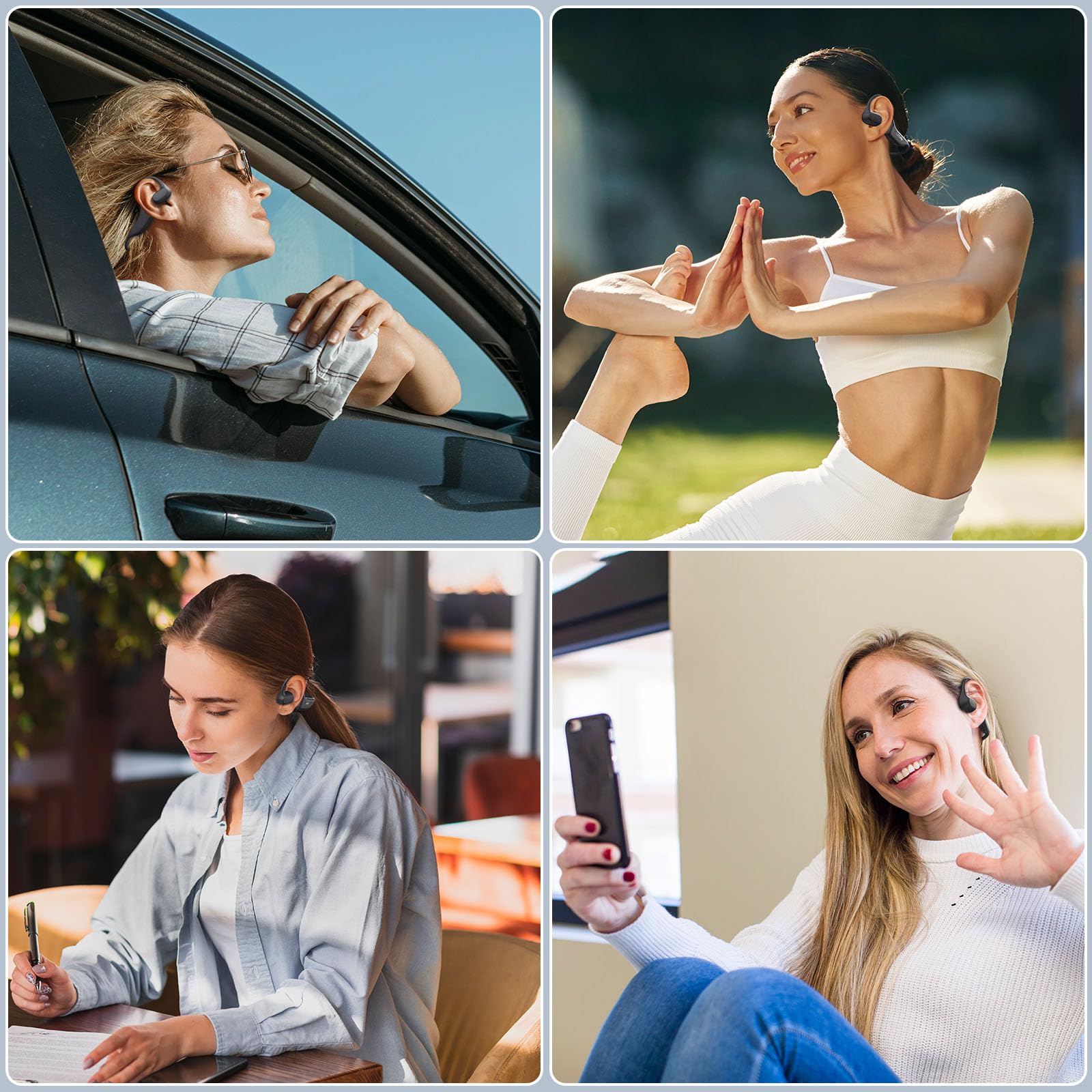 LEVN Open Ear Wireless Bluetooth Headphones with Built-in Mic - 14H Playtime, IPX5 Sweatproof & Waterproof - Perfect for Running, Cycling, Gym Workouts & Hands-Free Calls | Comfortable Sports Headset for Outdoor Activities & Commuting