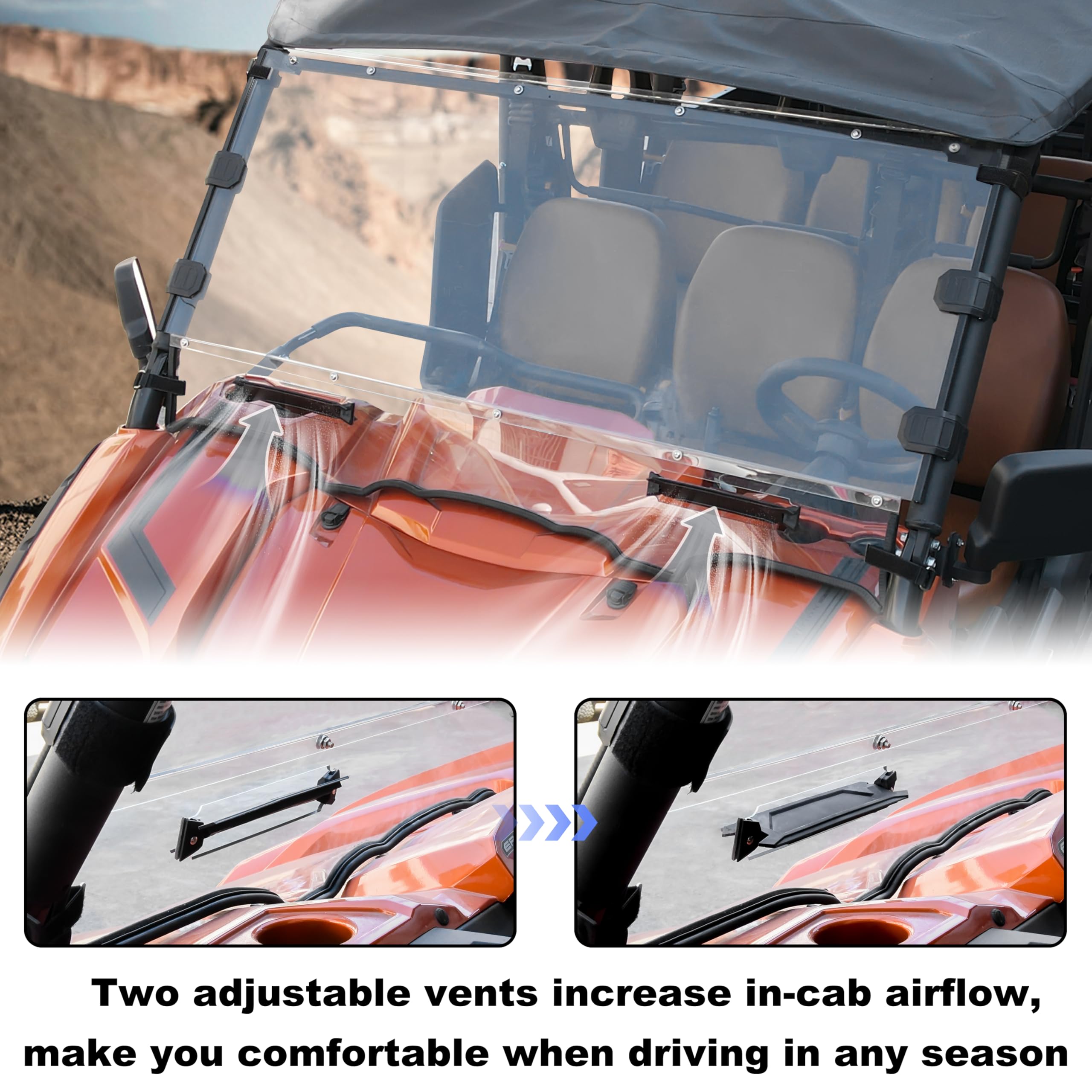 SAUTVS Clear Durable Hard Coat Poly Vented Full Windshield for Yamaha Viking VI (2014-2025) - Dustproof ATV Accessories for Off-Road Adventures & Trail Riding