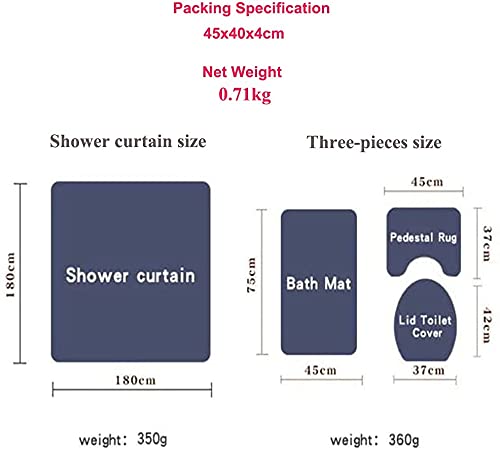 4Pcs Waterproof Shower Curtain Set with Non-Slip Bath Mat - Fall Forest Scenery Design for Bathroom Decor, Includes Toilet Cover & 12 Plastic Hooks (A11) | Perfect for Autumn-Themed Bathrooms & Cozy Home Spa Experience